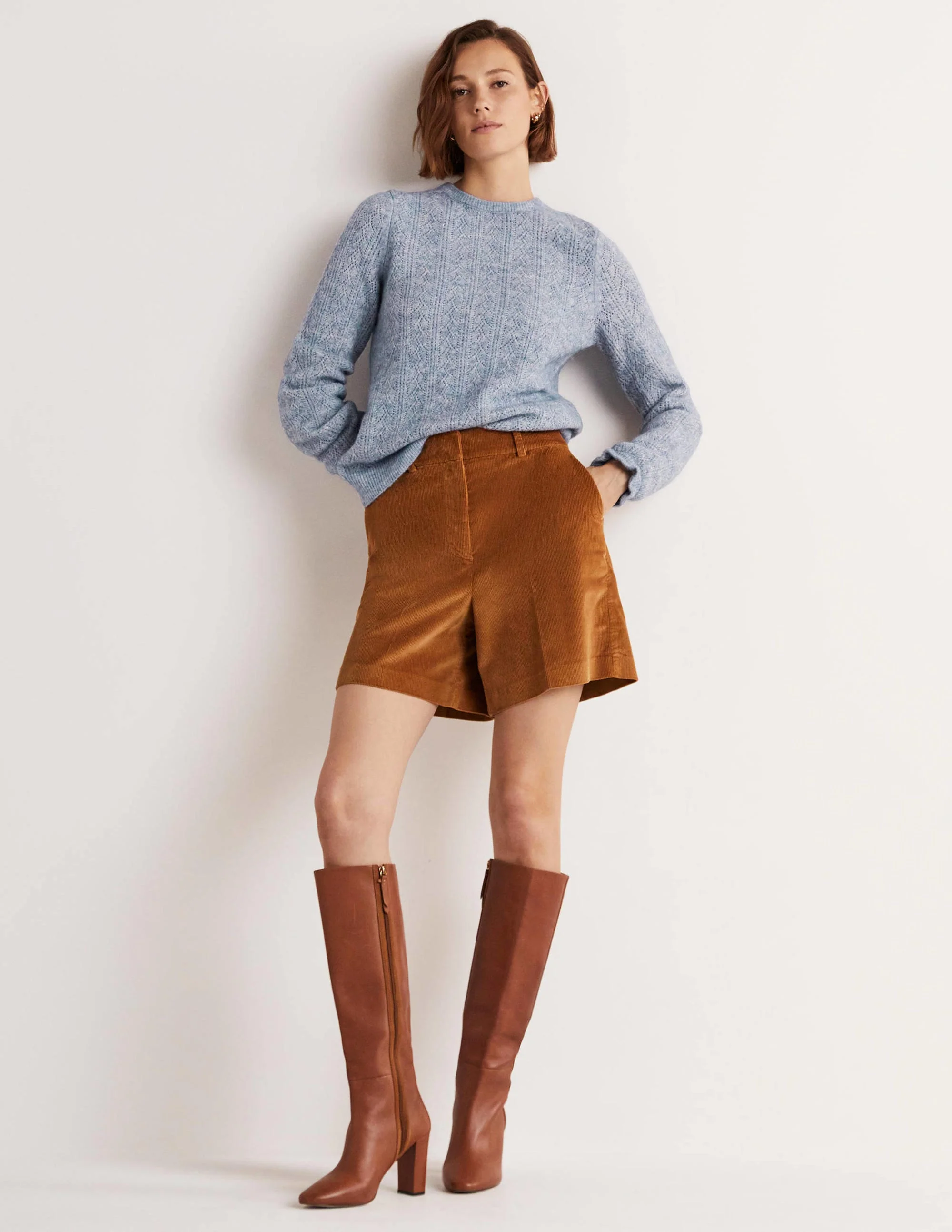 Fluffy Pointelle Sweater-Corporal Blue Melange - Image 10