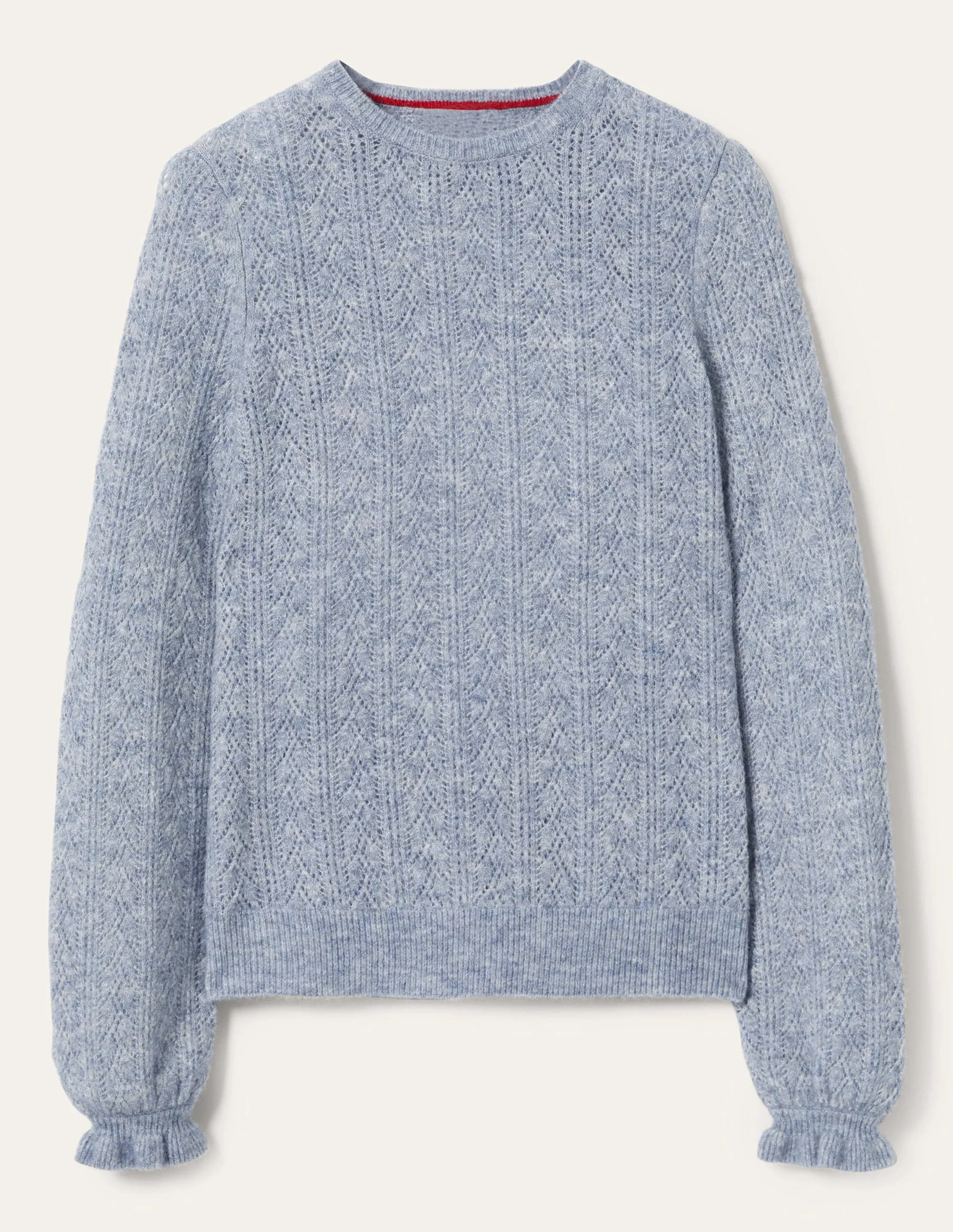 Fluffy Pointelle Sweater-Corporal Blue Melange - Image 12