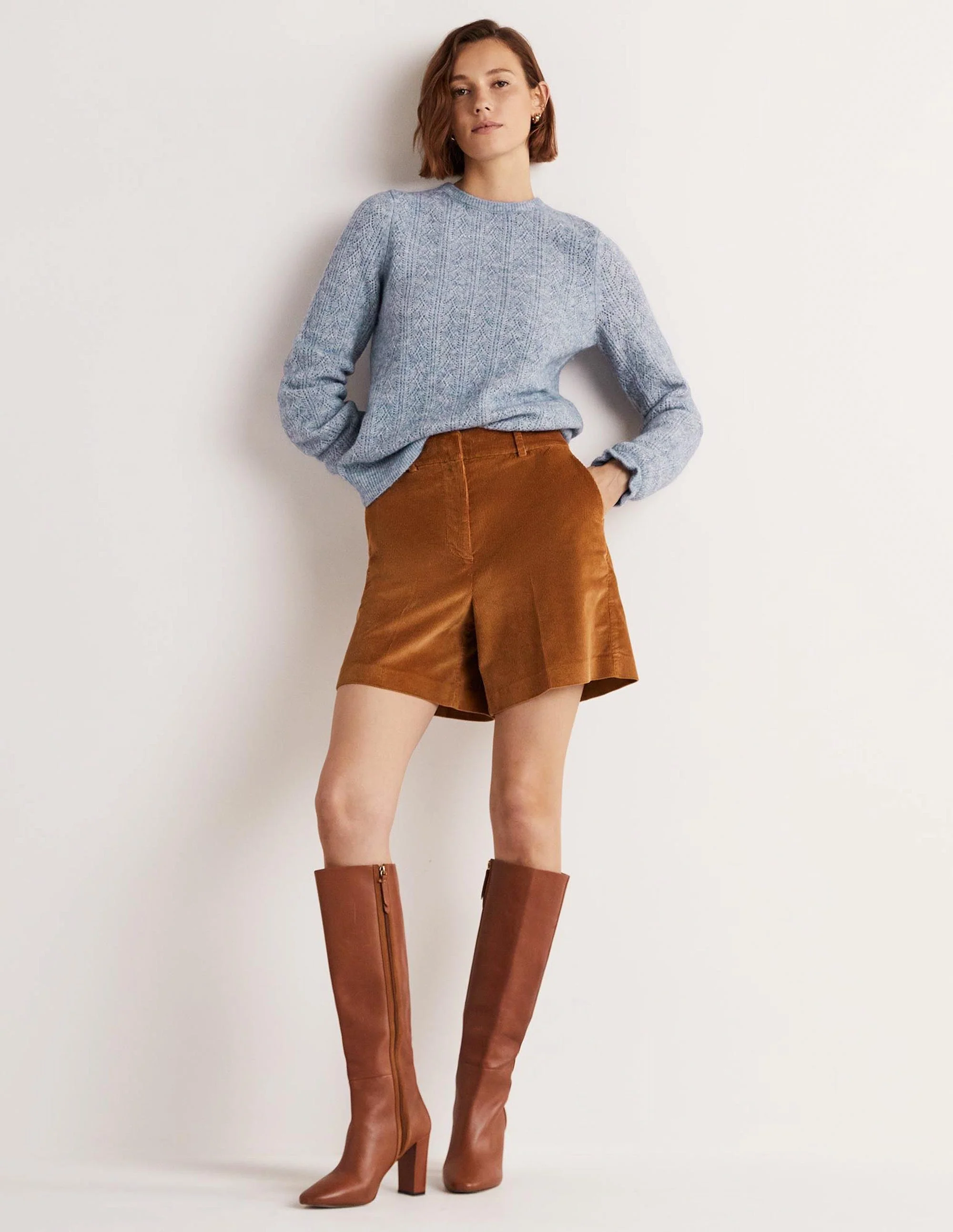 Fluffy Pointelle Sweater-Corporal Blue Melange - Image 4