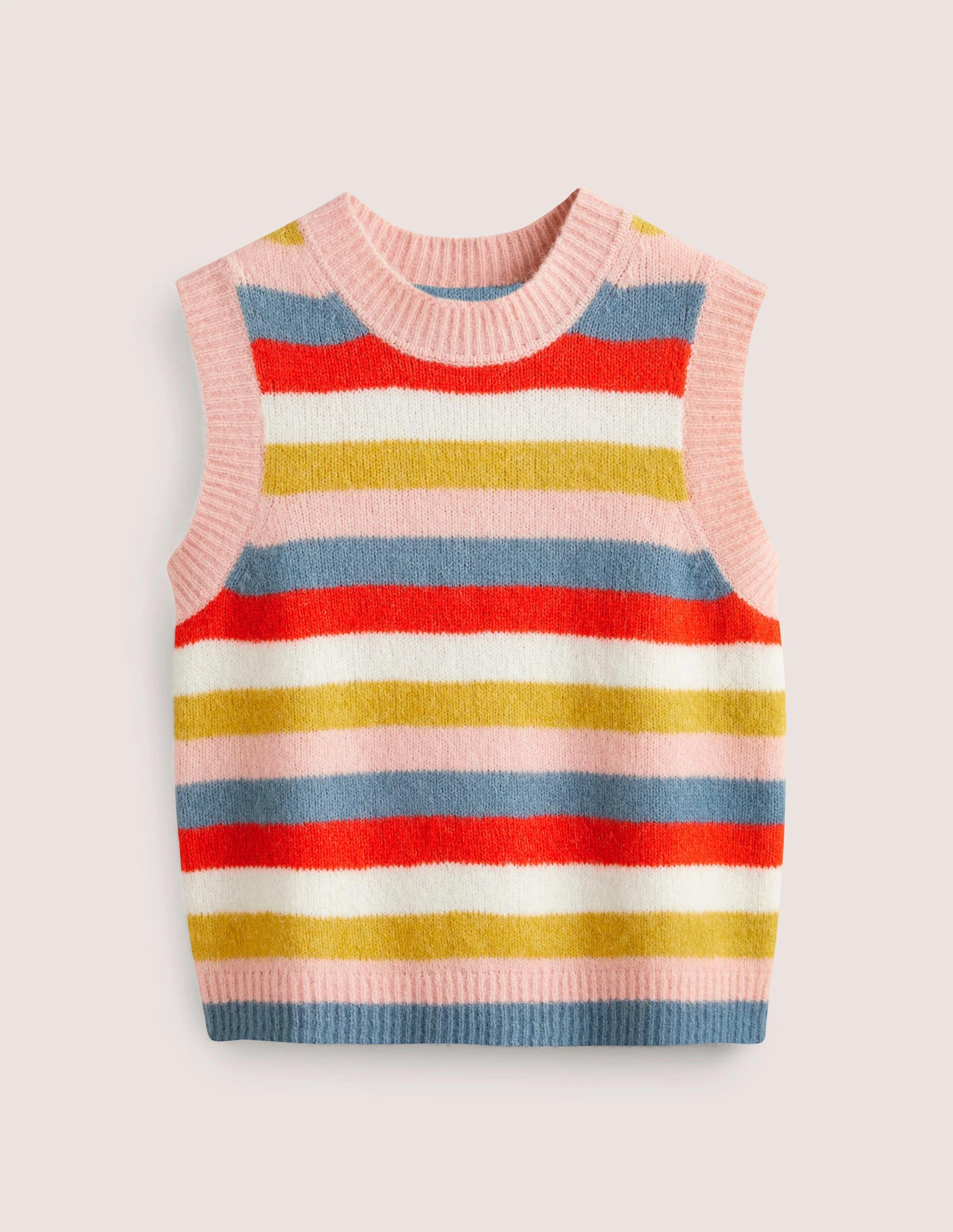 Fluffy Sweater Vest-Yellow and Blue Knit Rainbow - Image 6