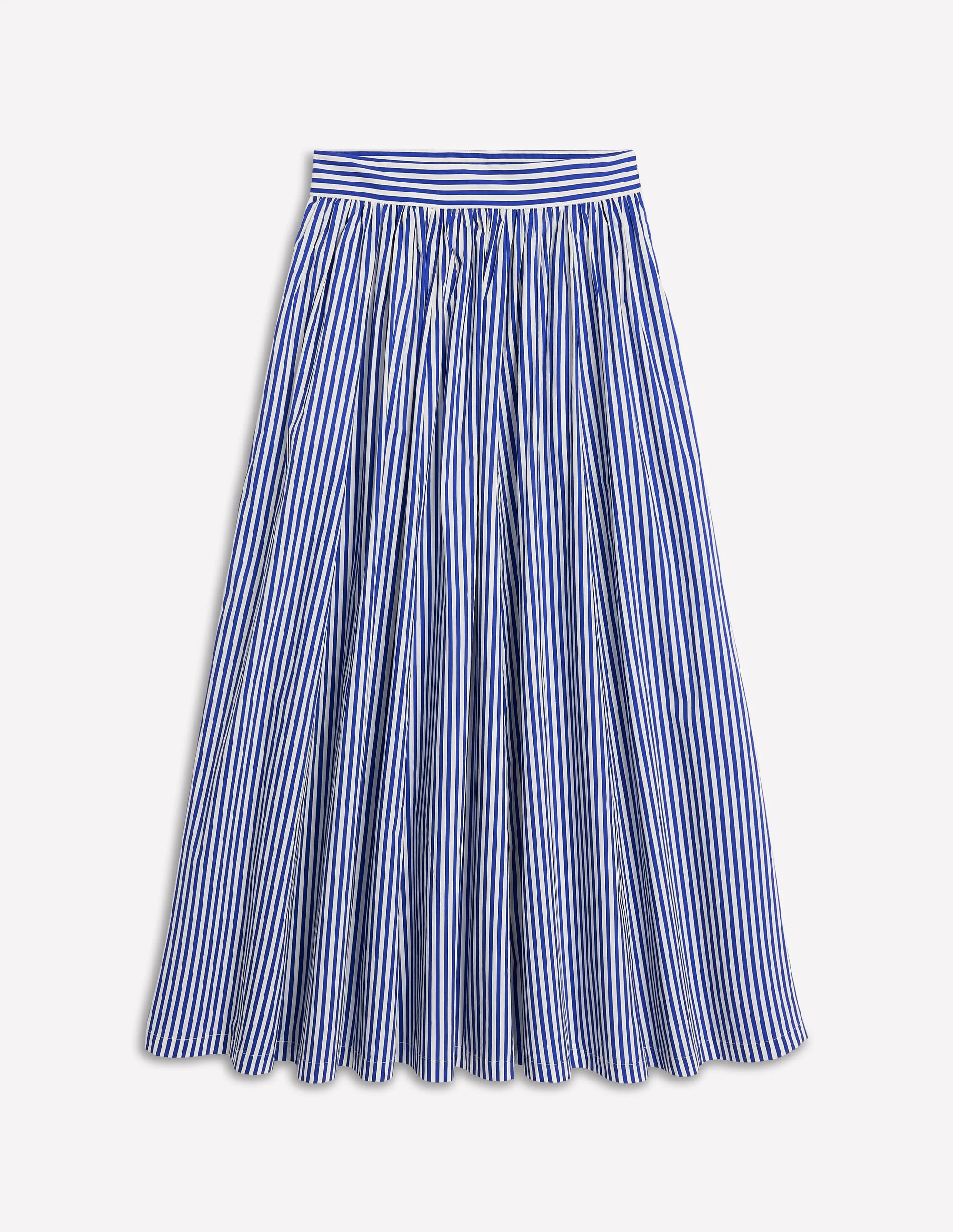 Full Poplin Maxi Skirt-Kingfisher Blue, Fine Stripe - Image 5
