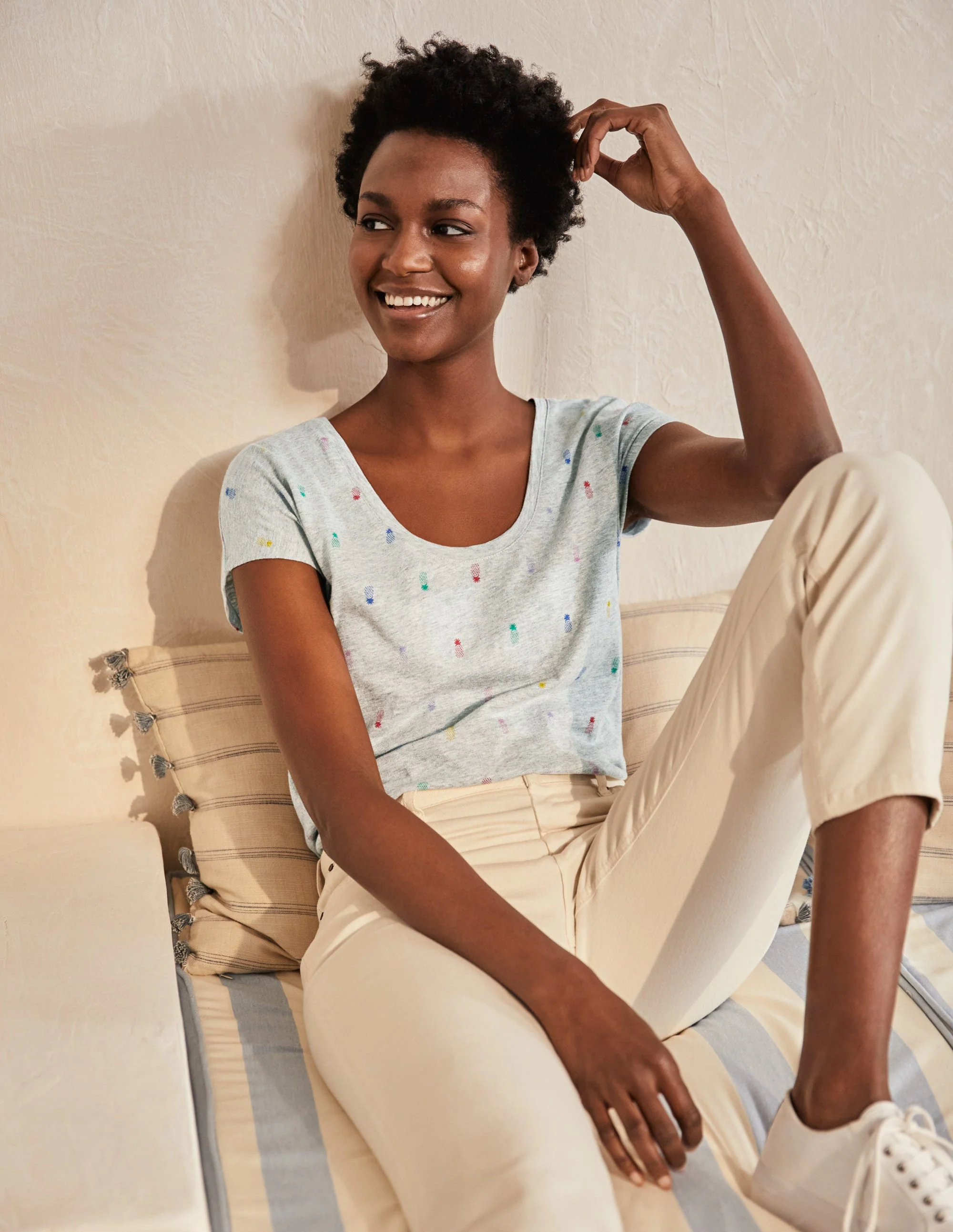 Fun Voop Tee-Grey Marl, Pineapple Rainbow - Image 5