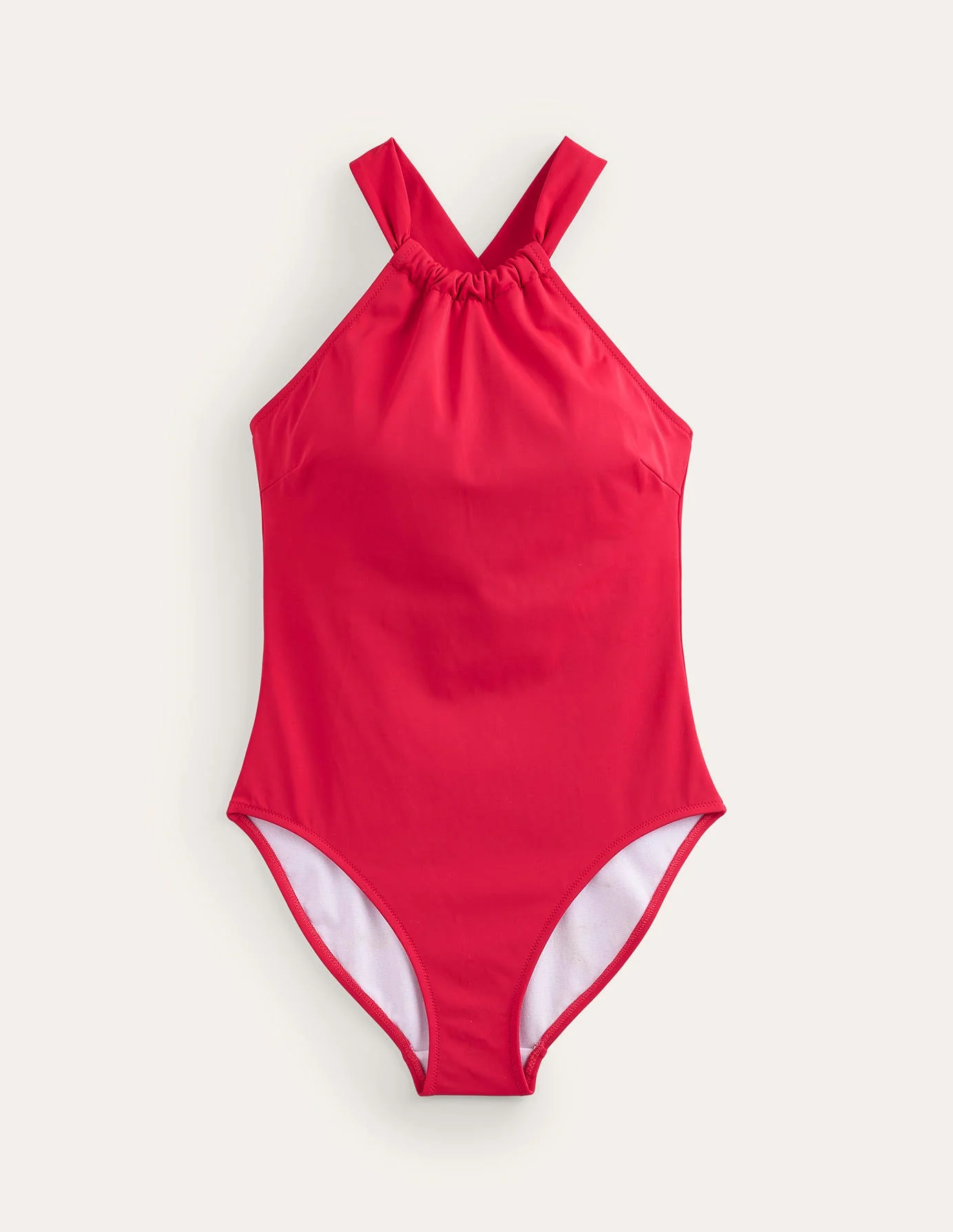 Gather Cross-back Swimsuit-Red - Image 7