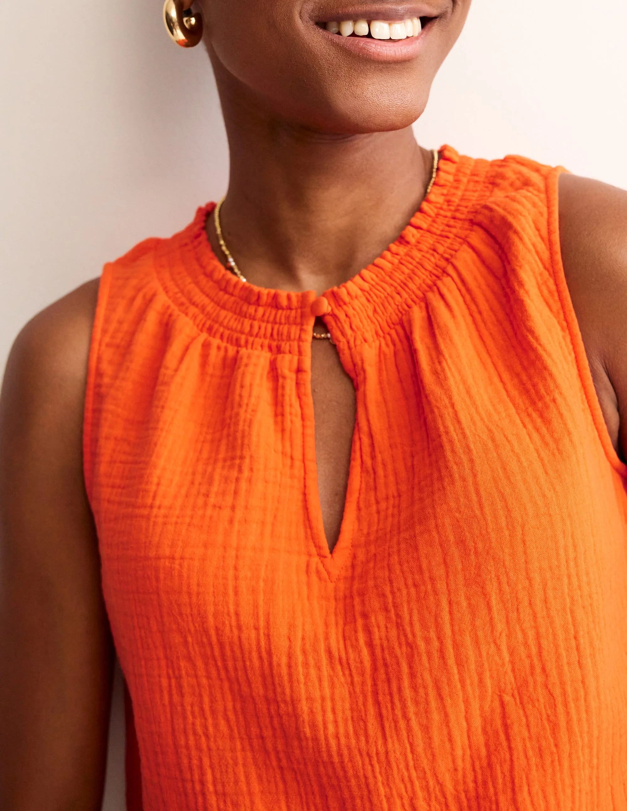 Georgia Double Cloth Top-Mandarin Orange - Image 2