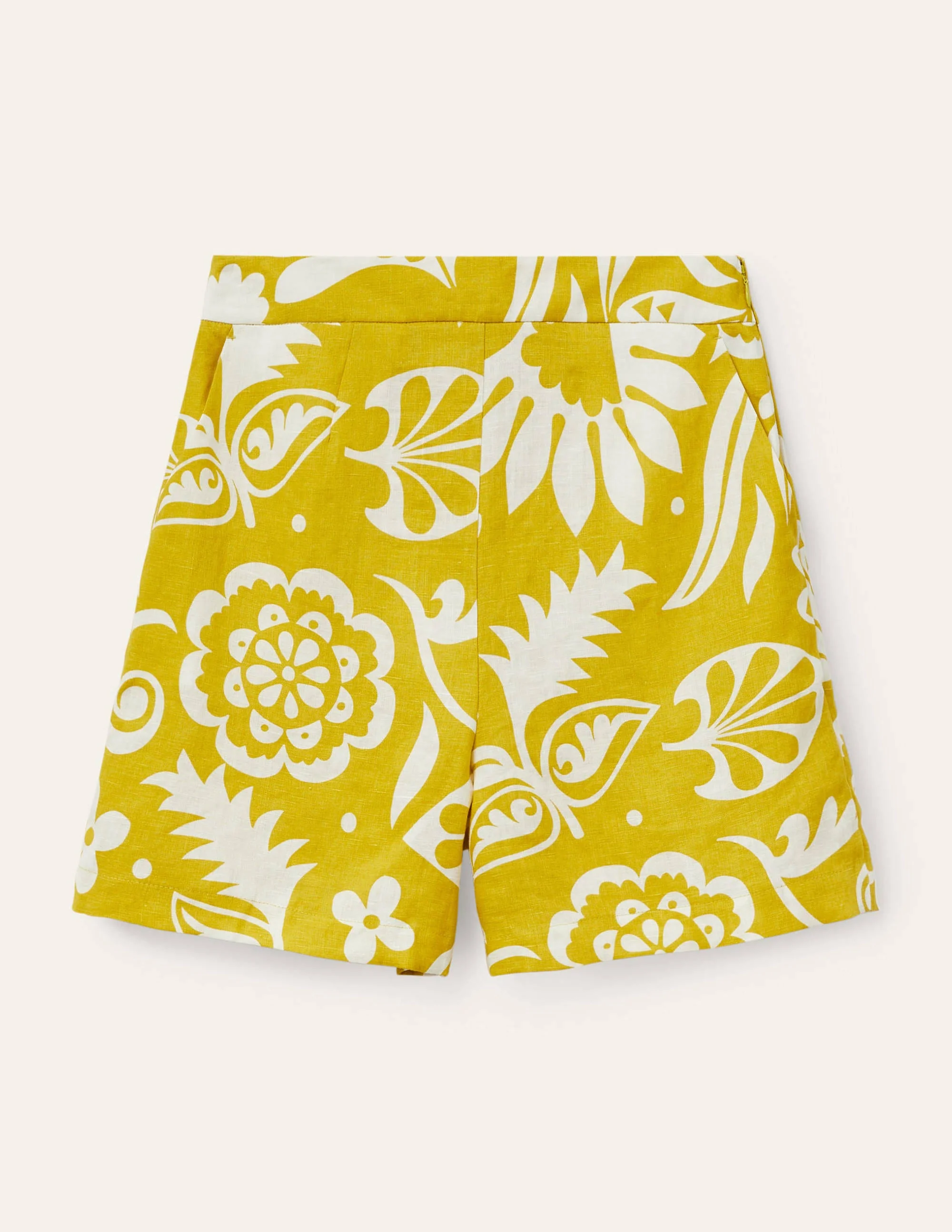 Georgina Linen Shorts-Chartreuse, Garden Tropic - Image 5