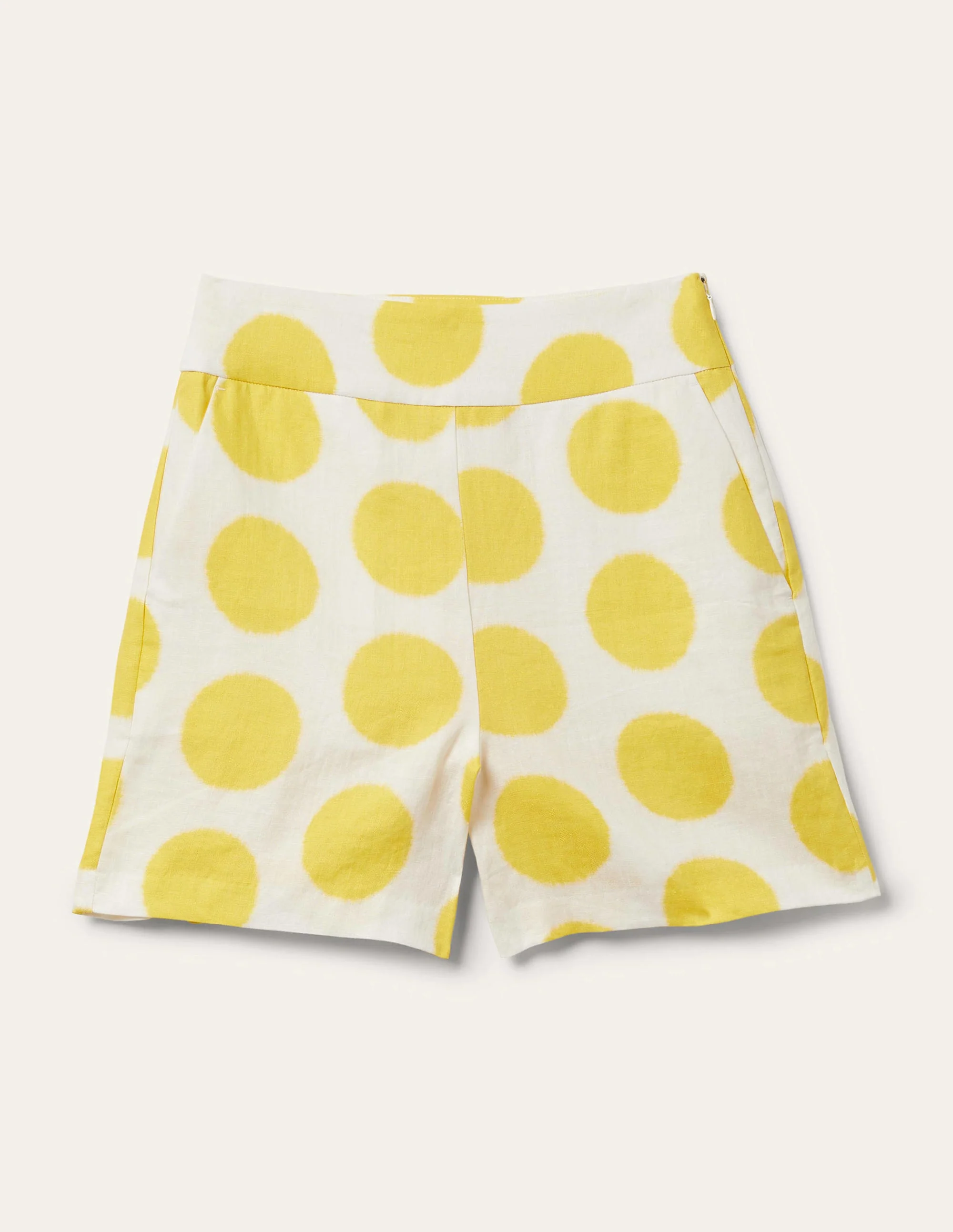 Georgina Linen Shorts-Lemon Fizz, Ikat Spot - Image 6