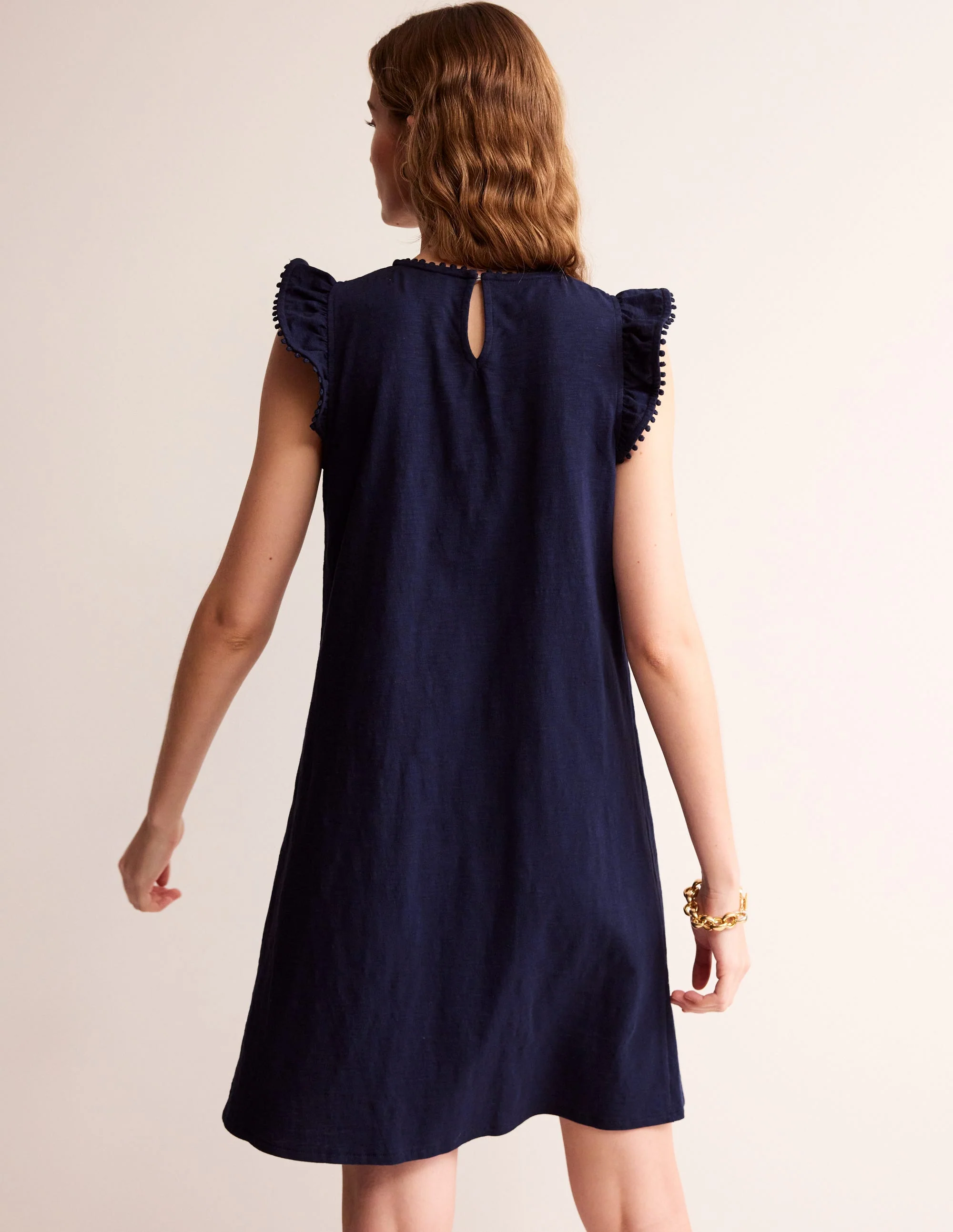 Georgina Pom Ruffle Dress-Navy - Image 3
