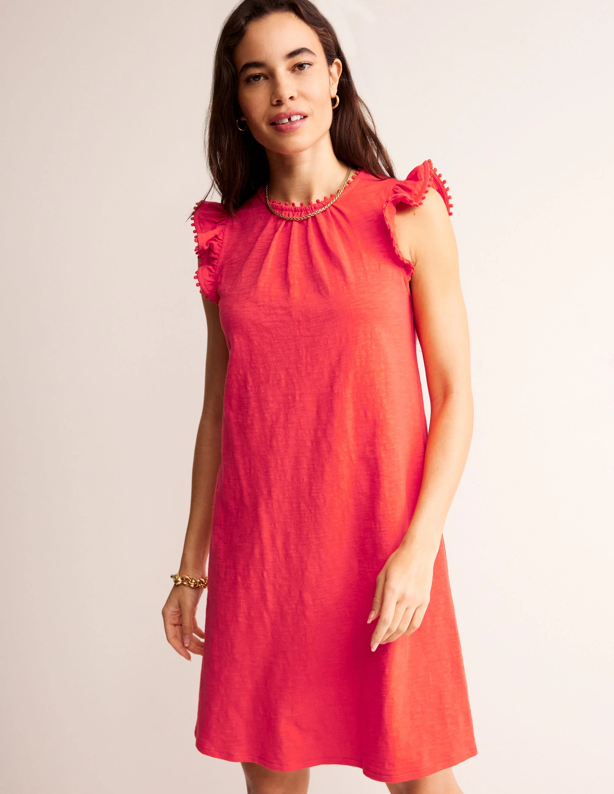 Georgina Pom Ruffle Dress-Poppy Red - Image 2