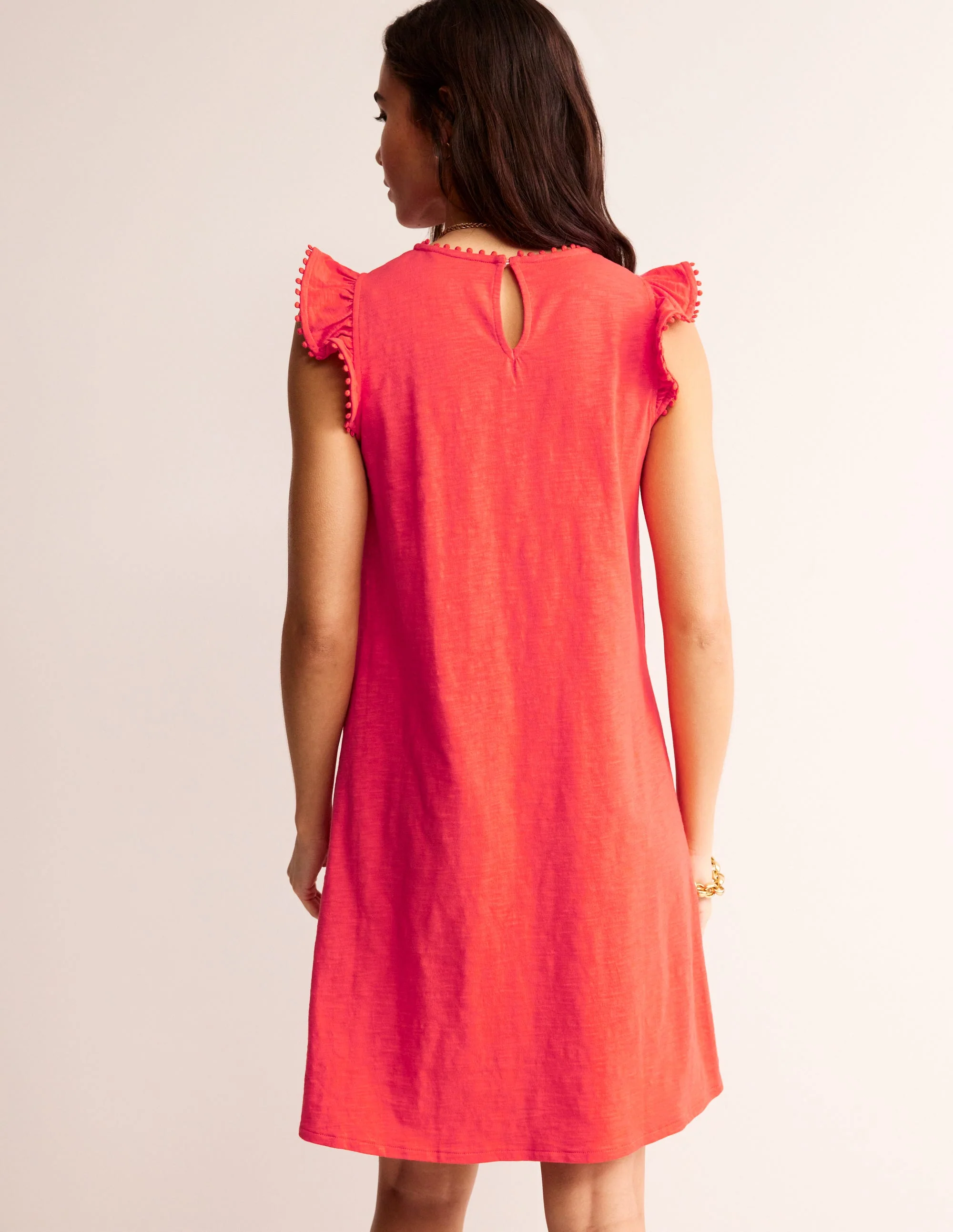 Georgina Pom Ruffle Dress-Poppy Red - Image 4