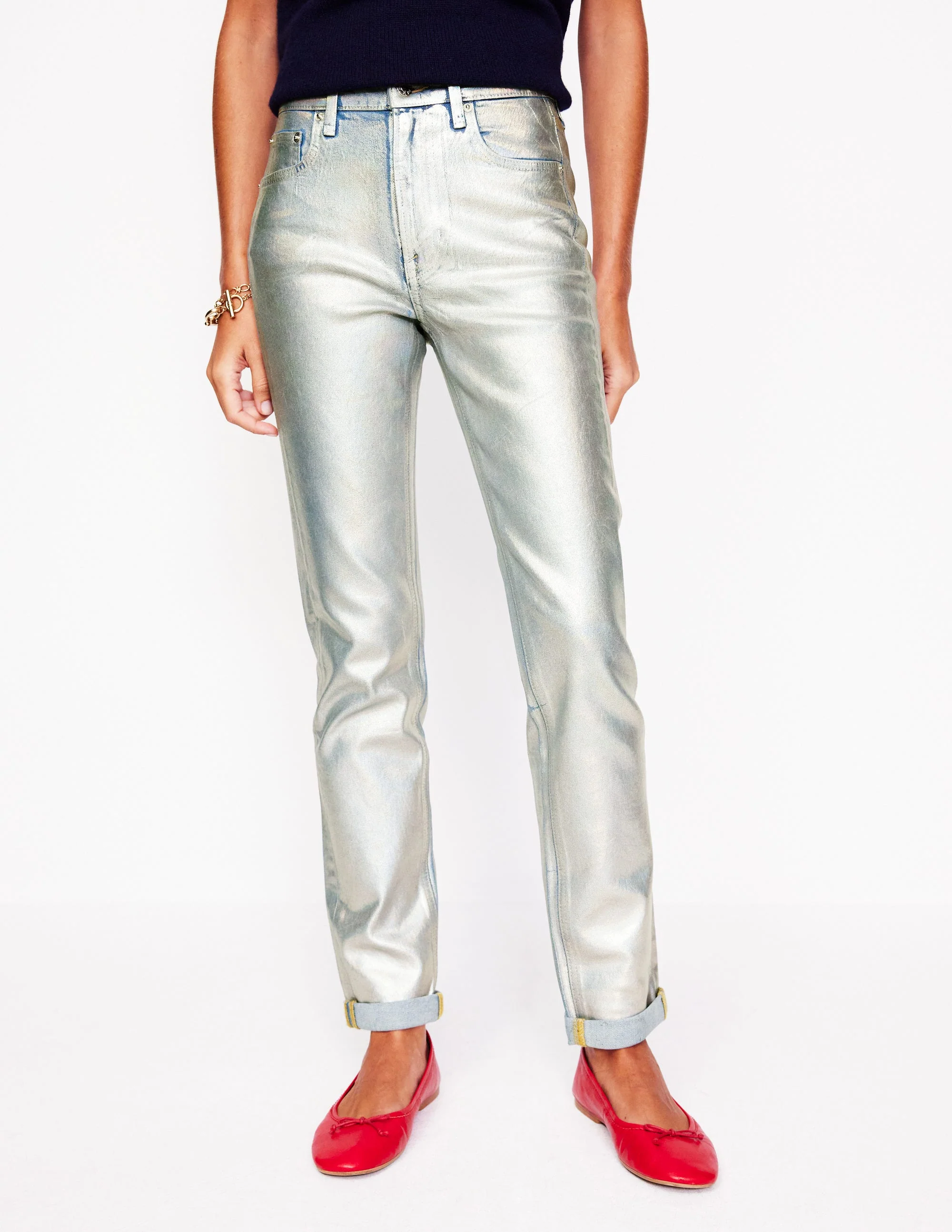 Girlfriend Jeans-Silver Coated - Image 4