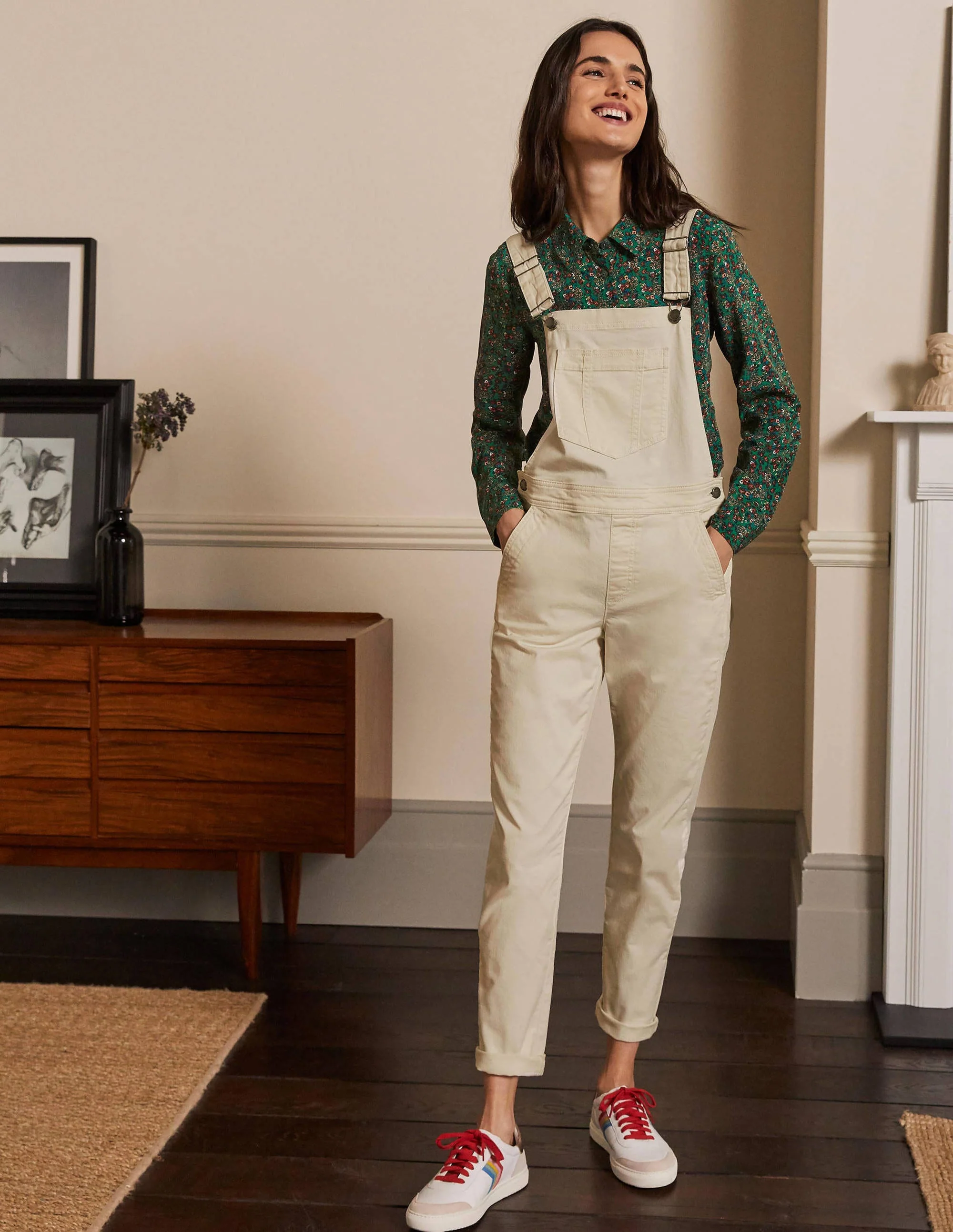 Girlfriend Overalls-Ecru