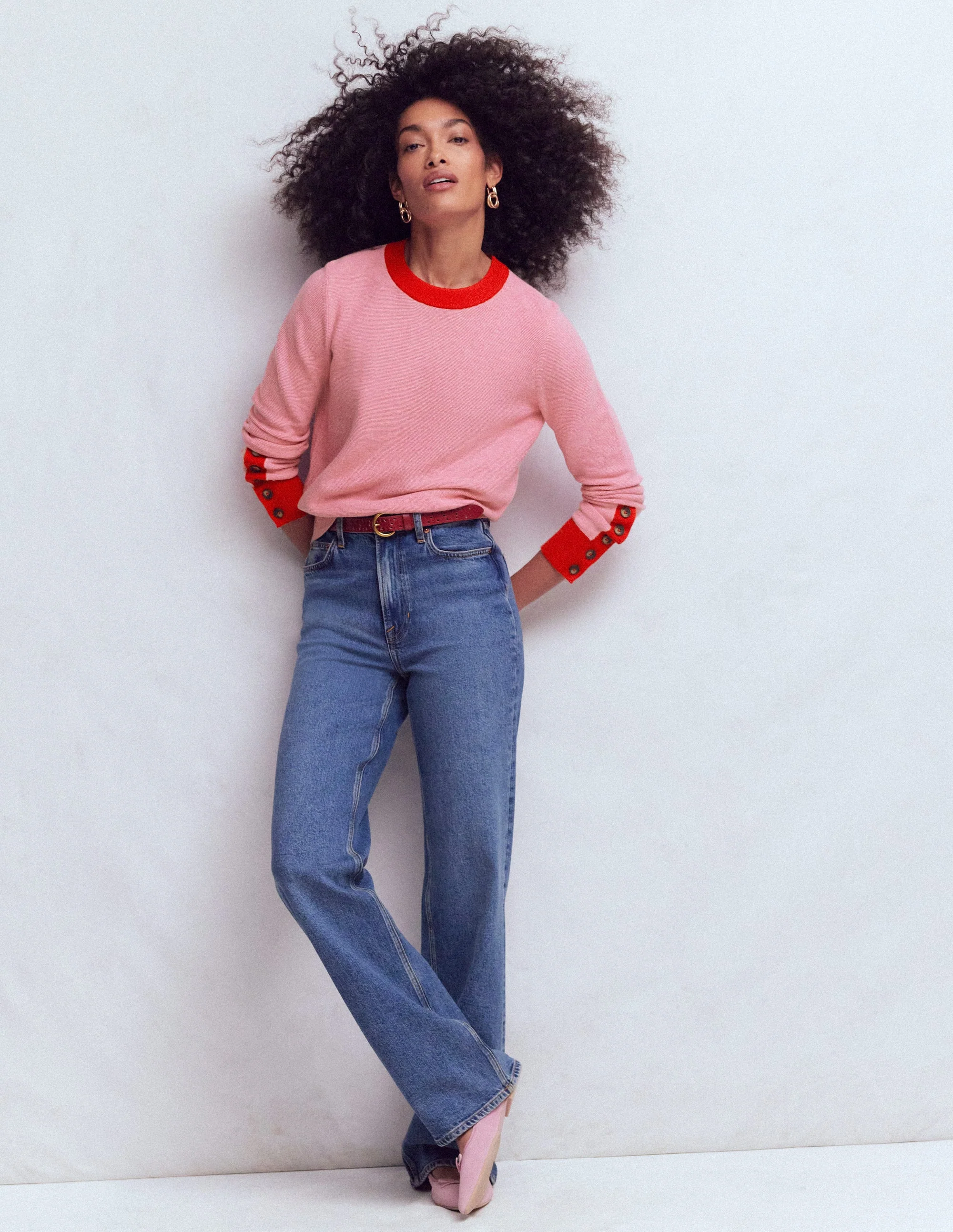 Grace Colour Block Sweater-Pink Lady - Image 4