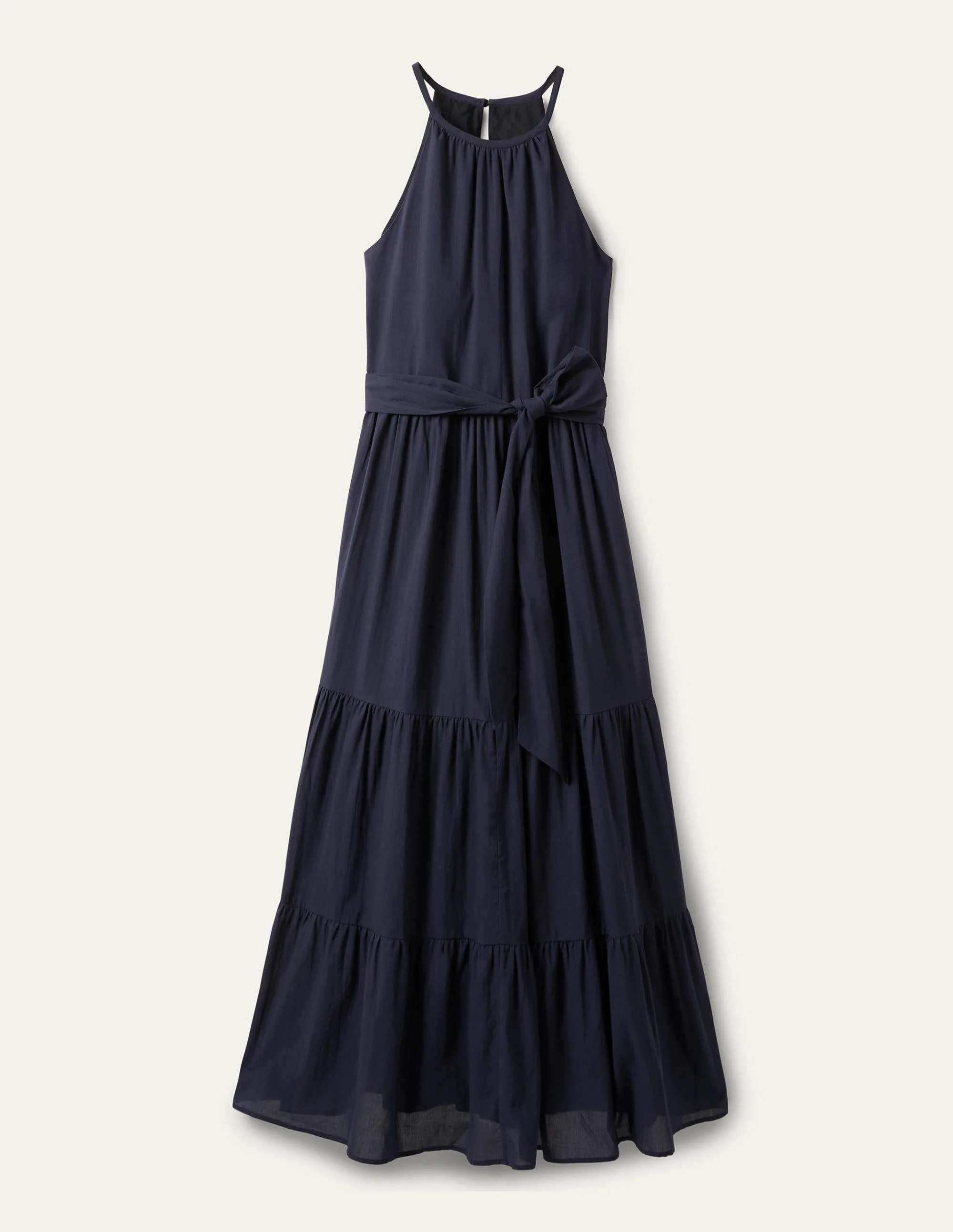 Halterneck Tiered Maxi Dress-Navy - Image 6