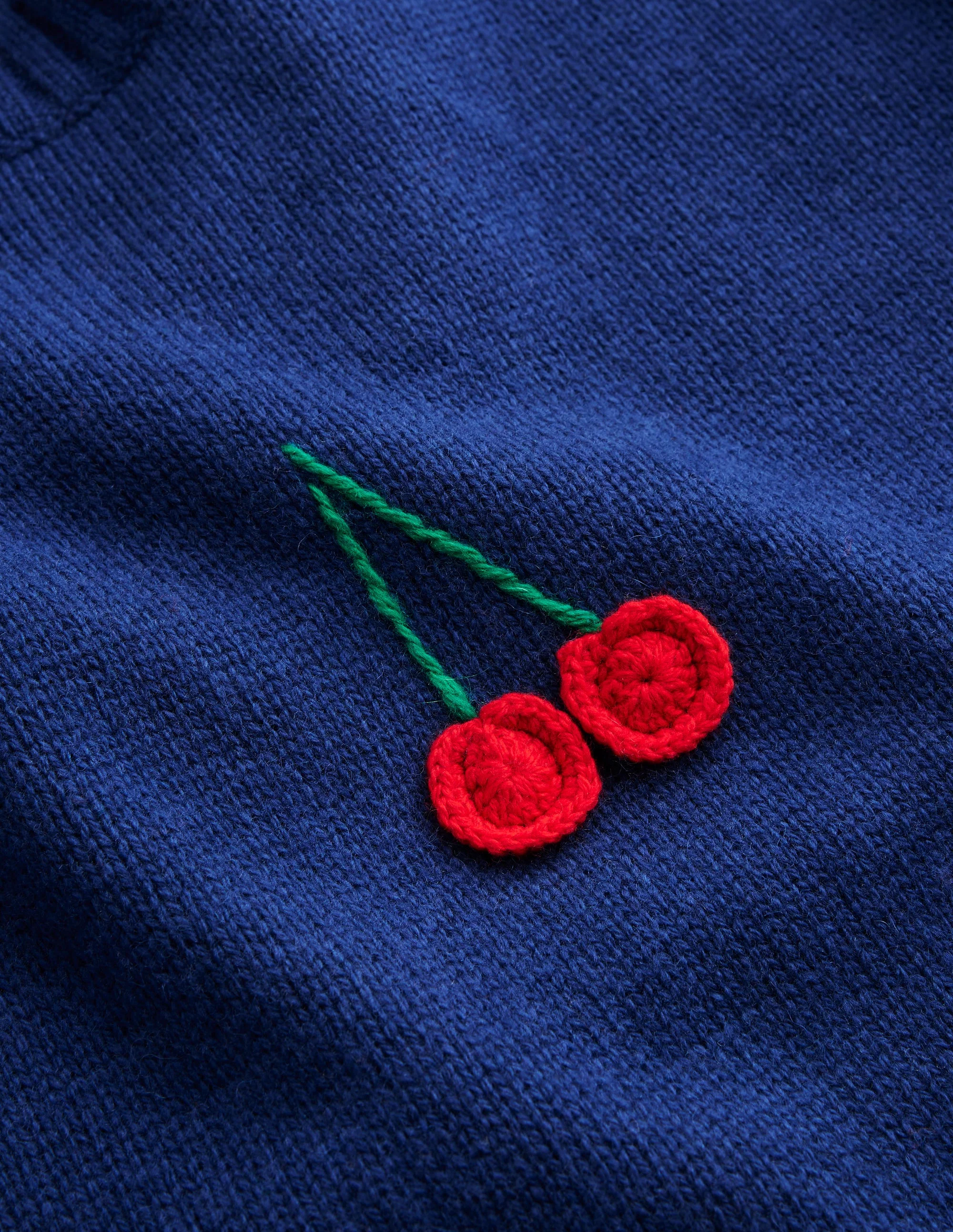 Hand Embroidered Sweater-Blue Decadence, Cherries - Image 7
