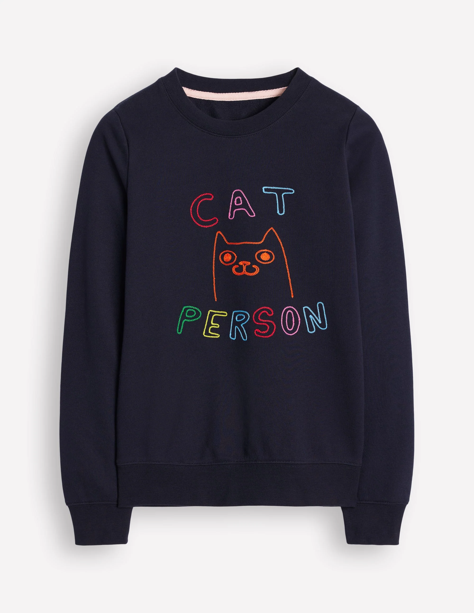Hannah Embroidered Sweatshirt-Navy Embroidery - Image 5