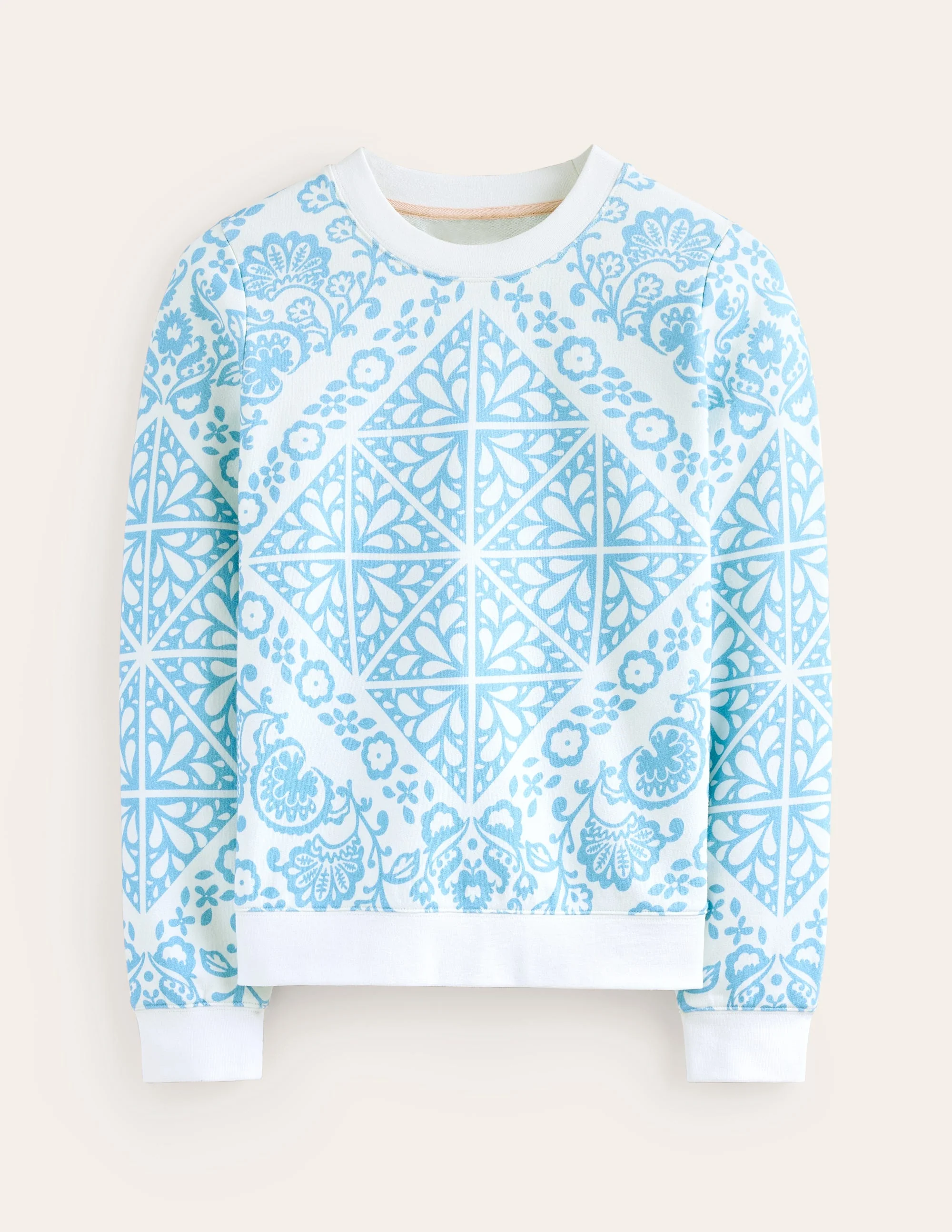 Hannah Printed Sweatshirt-Ivory, Mosaic Terrace - Image 5