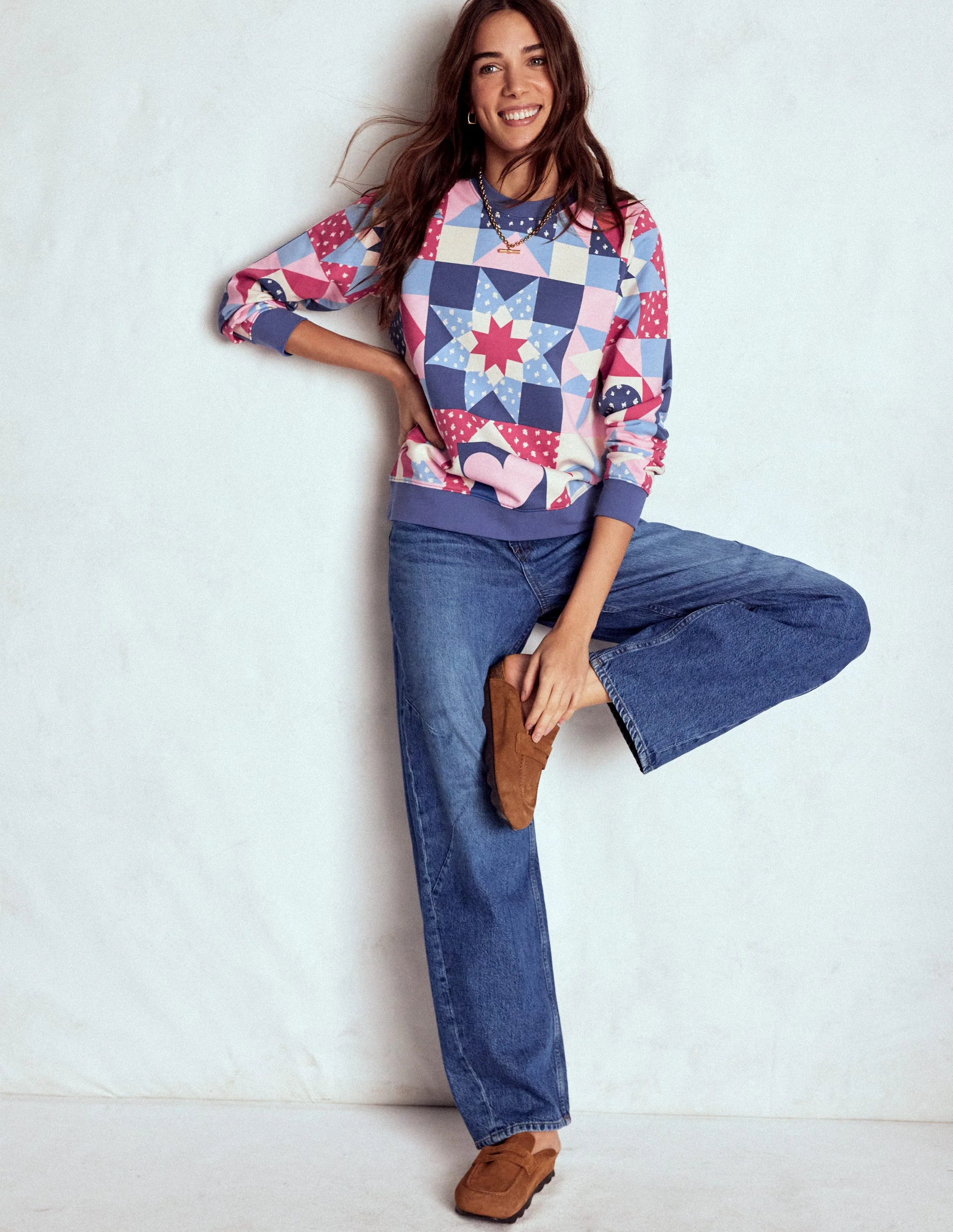 Hannah Printed Sweatshirt-Multi, Heart Patchwork - Image 4