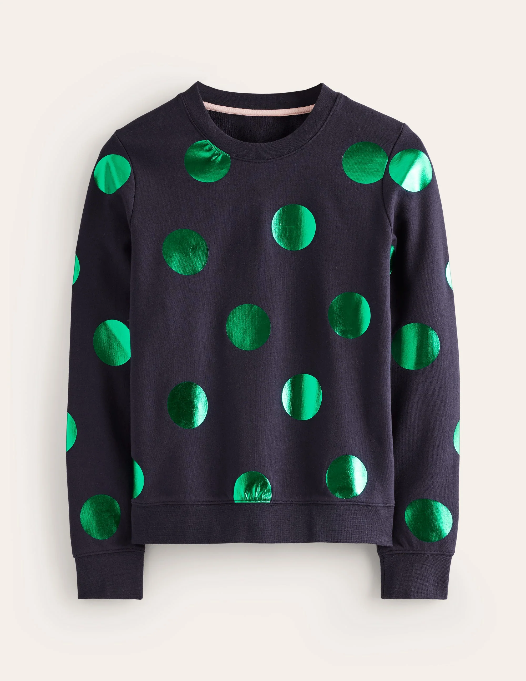 Hannah Printed Sweatshirt-Navy, Green Spot - Image 5