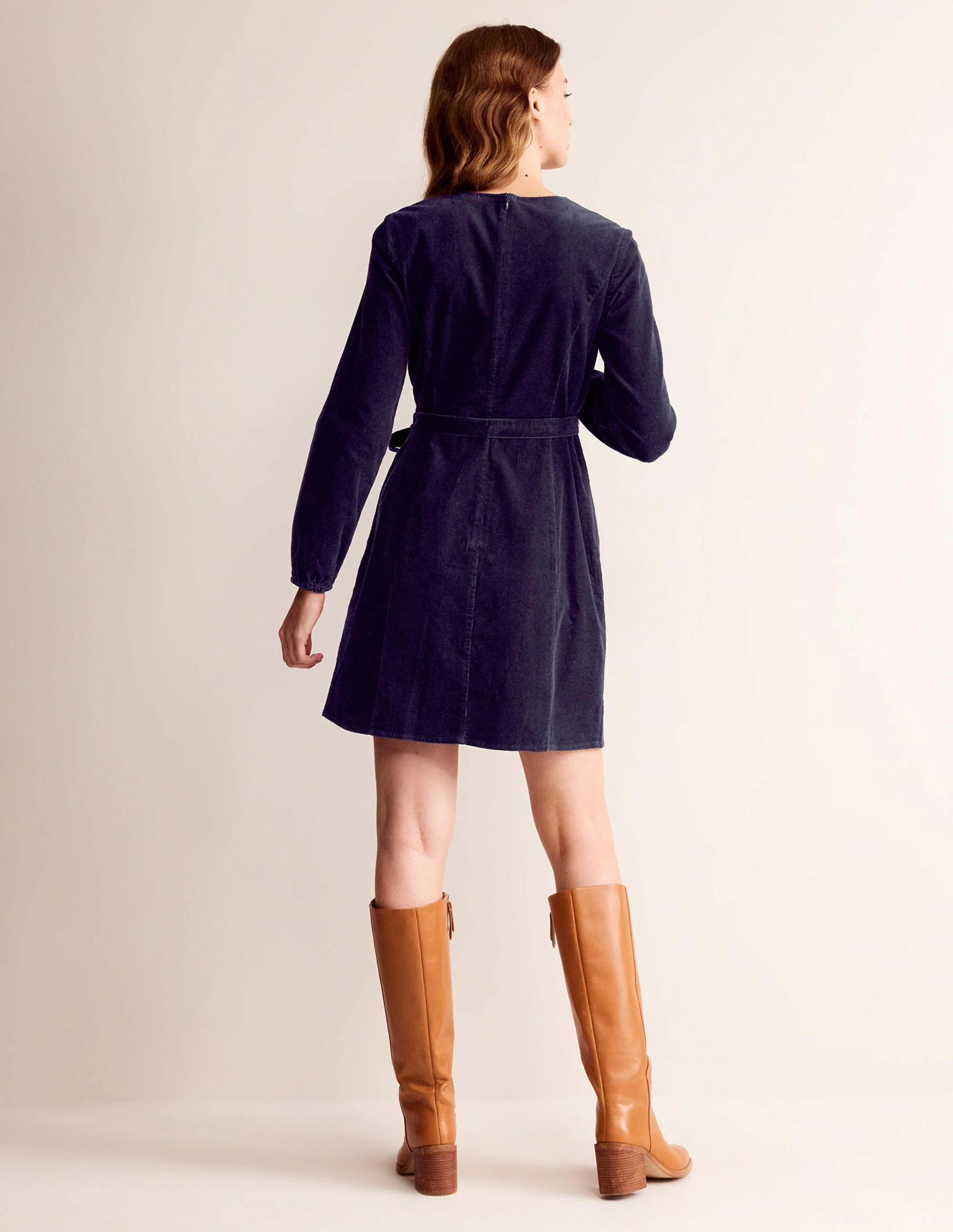 Harriet Cord Dress-Navy - Image 3