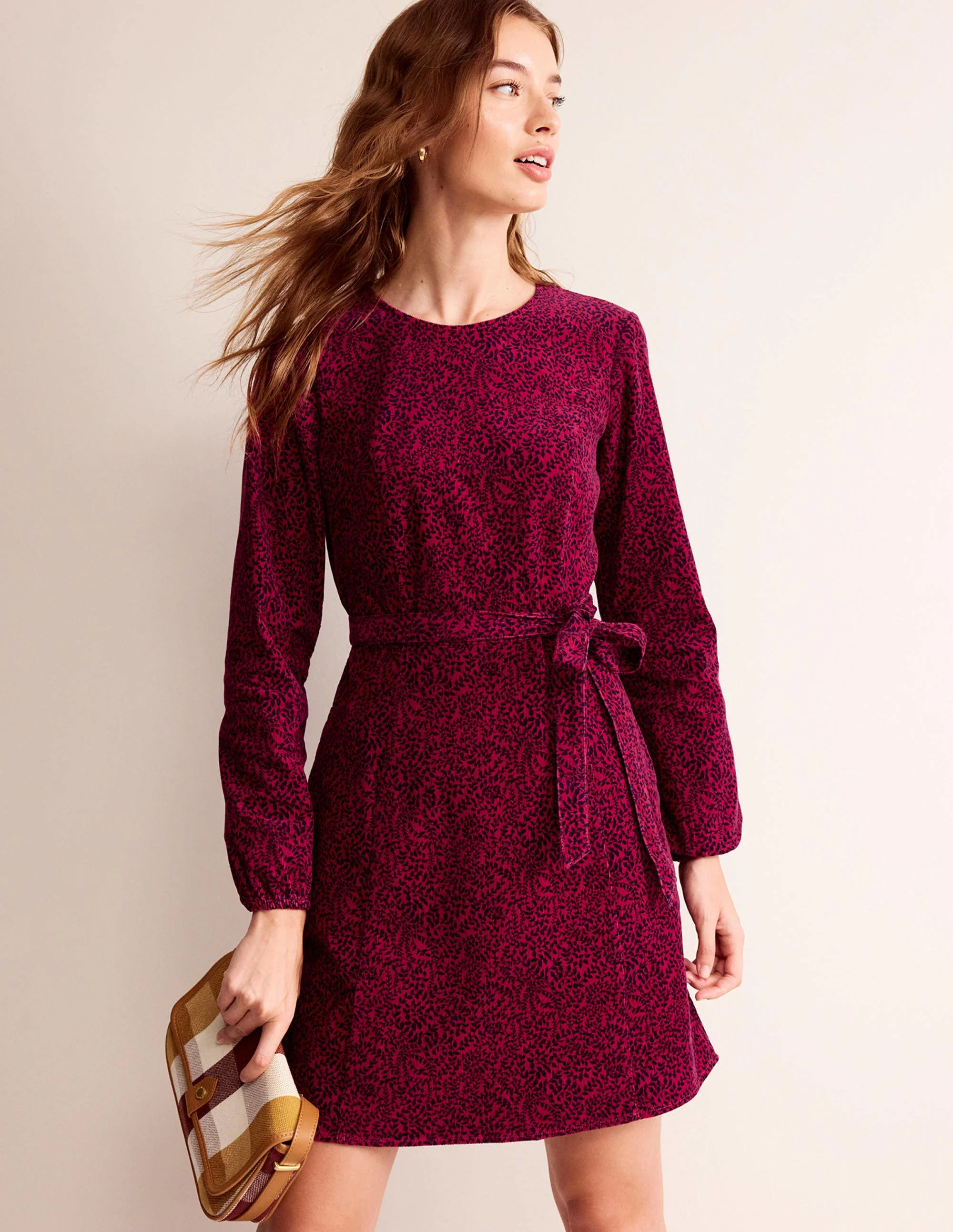 Harriet Cord Dress-Warm Cranberry, Pome Sprig - Image 4