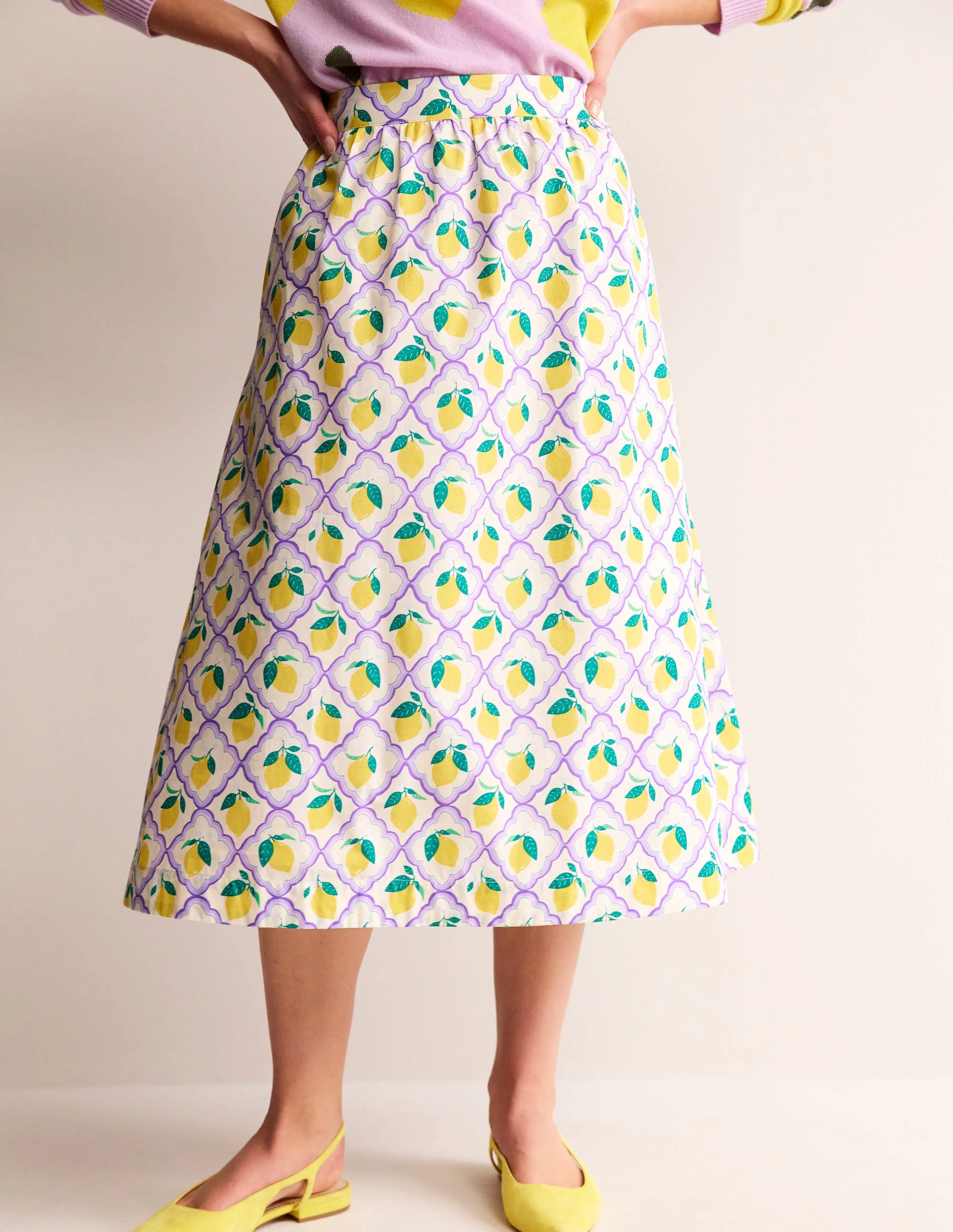 Hattie Poplin Midi Skirt-Lavender, Lemon Grove - Image 4