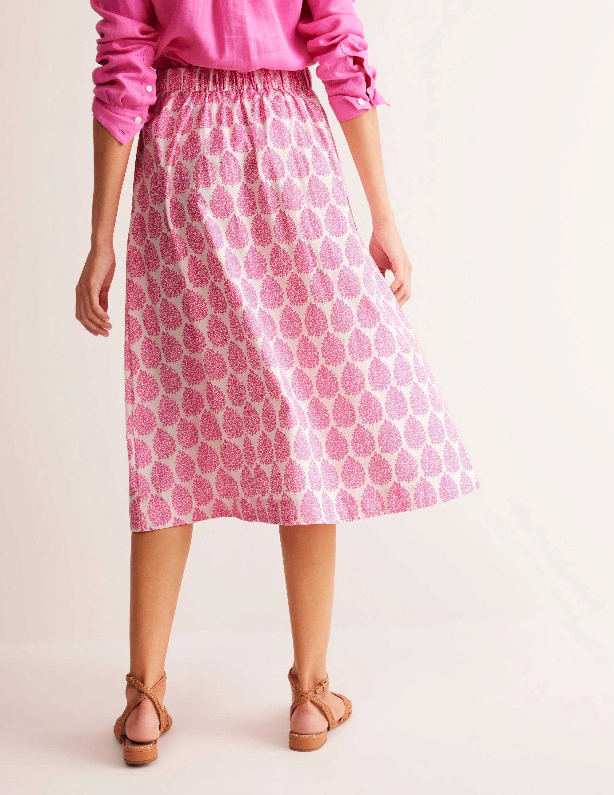 Hattie Poplin Midi Skirt-Sangria Sunset, Floret Paisley - Image 3
