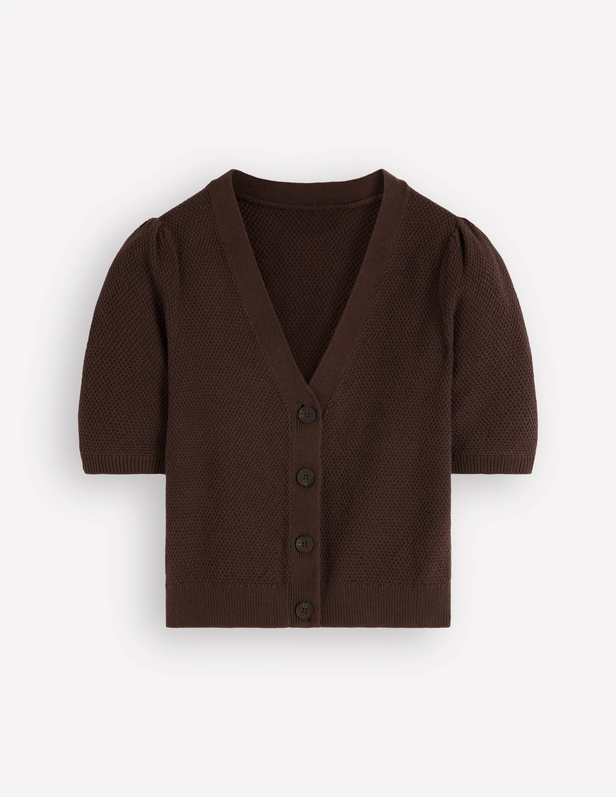 Hayley Cotton V-neck Cardigan-Espresso - Image 6