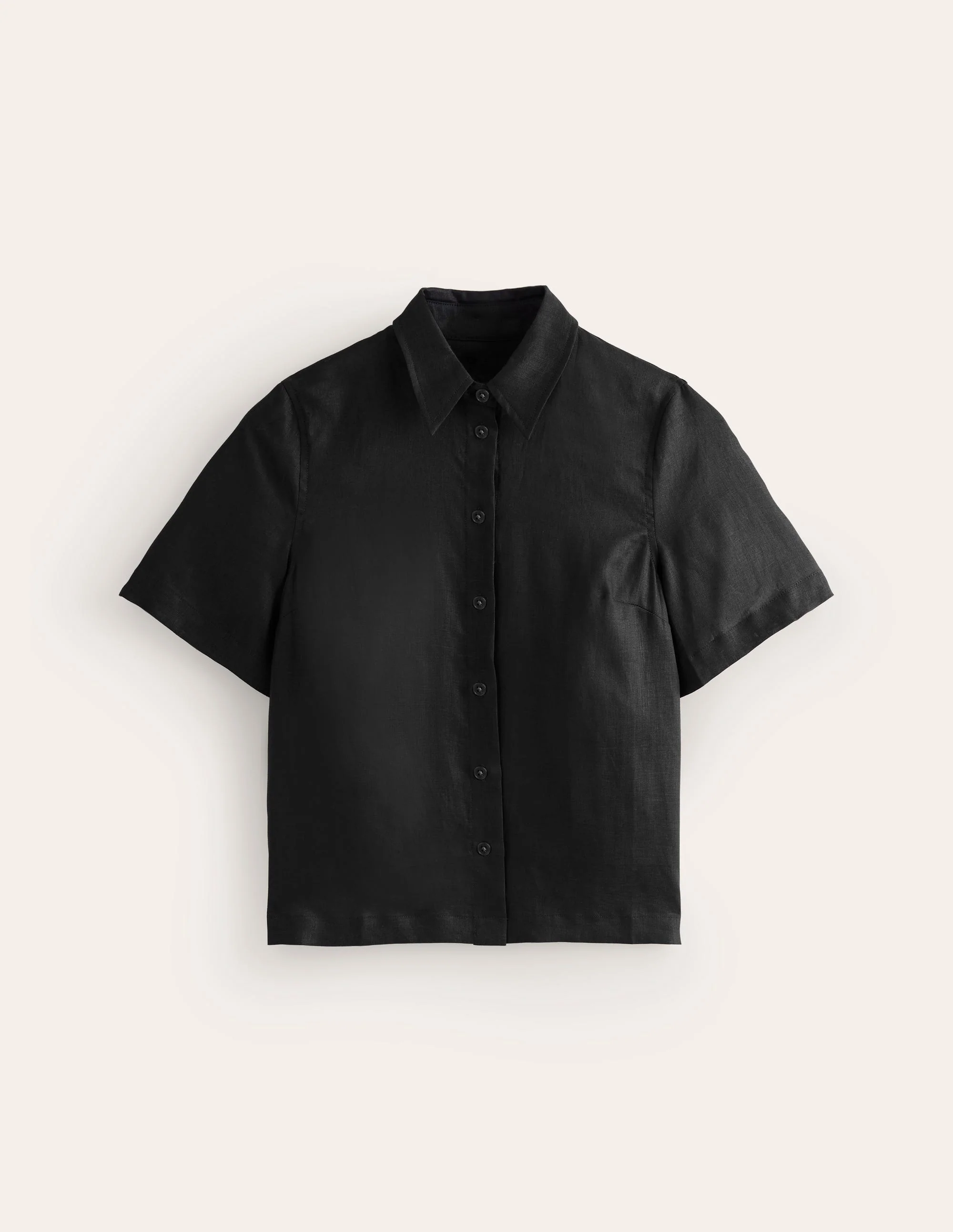 Hazel Short Sleeve Linen Shirt-Black - Image 5