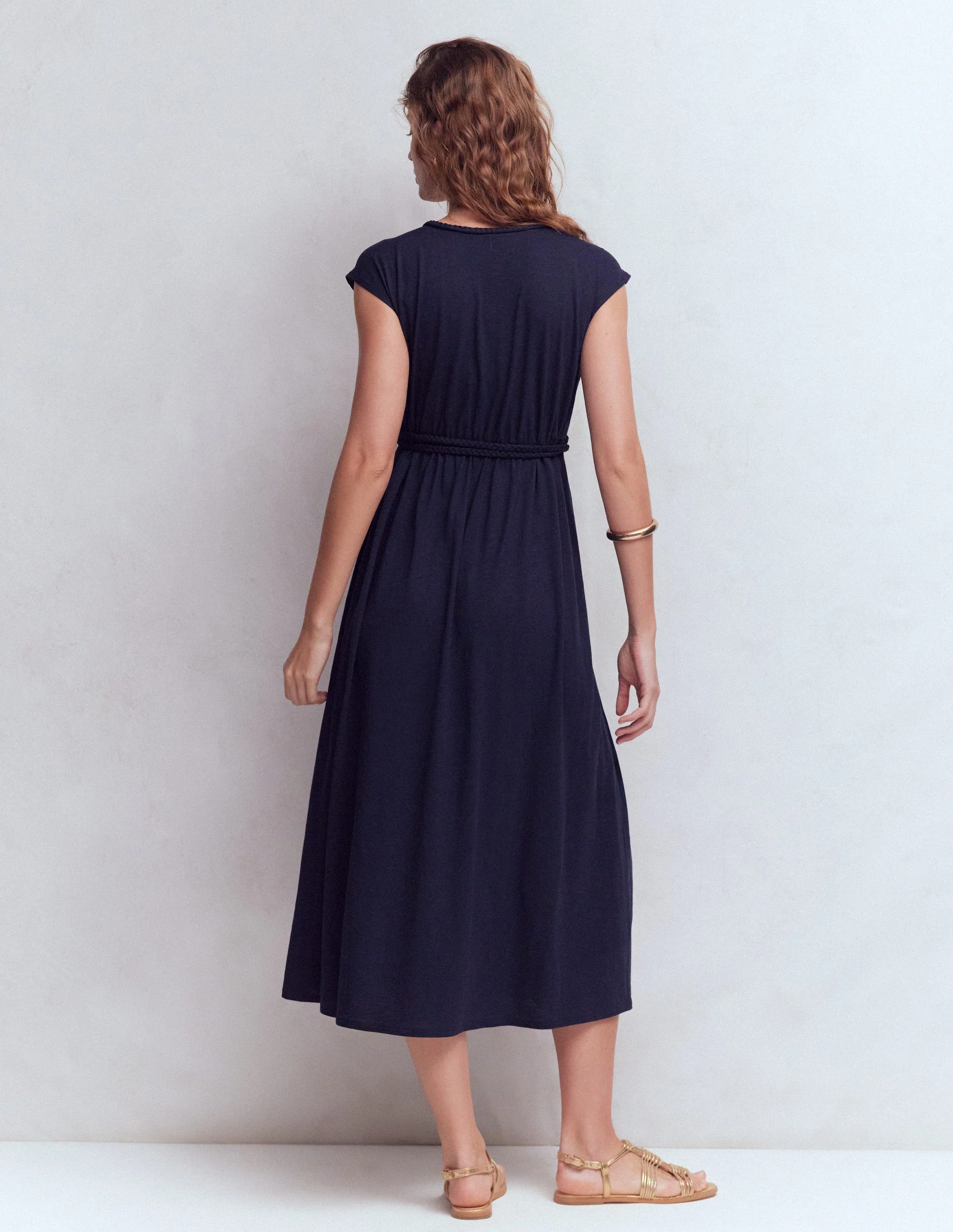 Heidi Ruched Rope Jersey Dress-Navy - Image 4