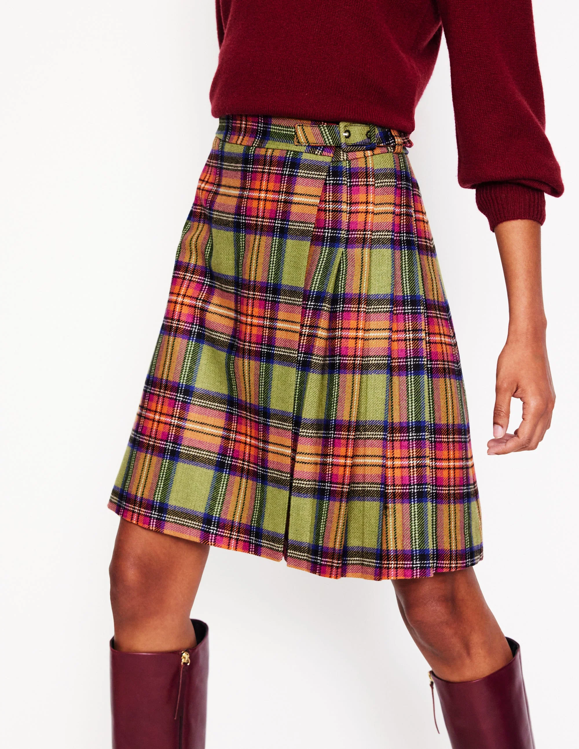 Helen Buckled Kilt-Green and Purple Check - Image 4