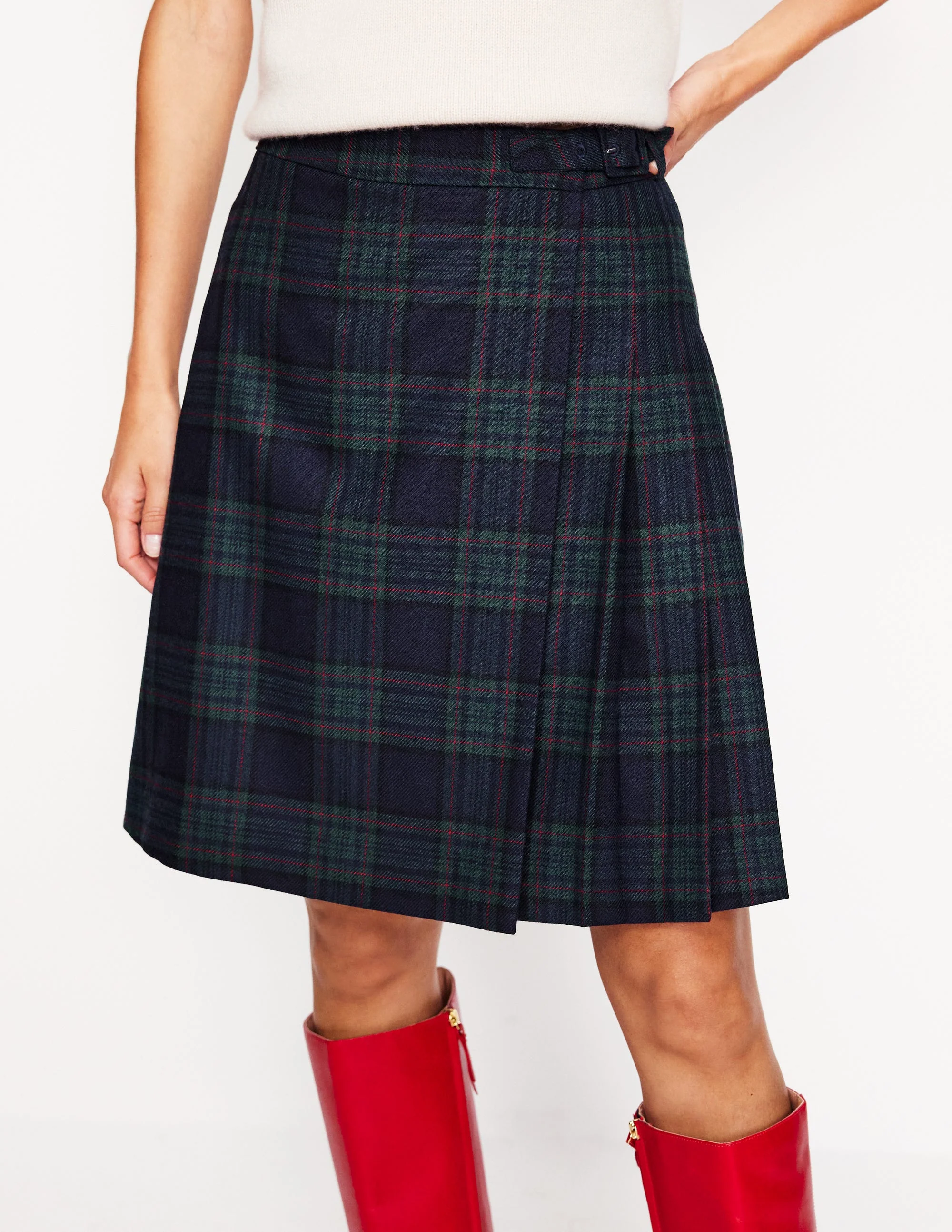 Helen Buckled Kilt-Navy and Green Check - Image 4