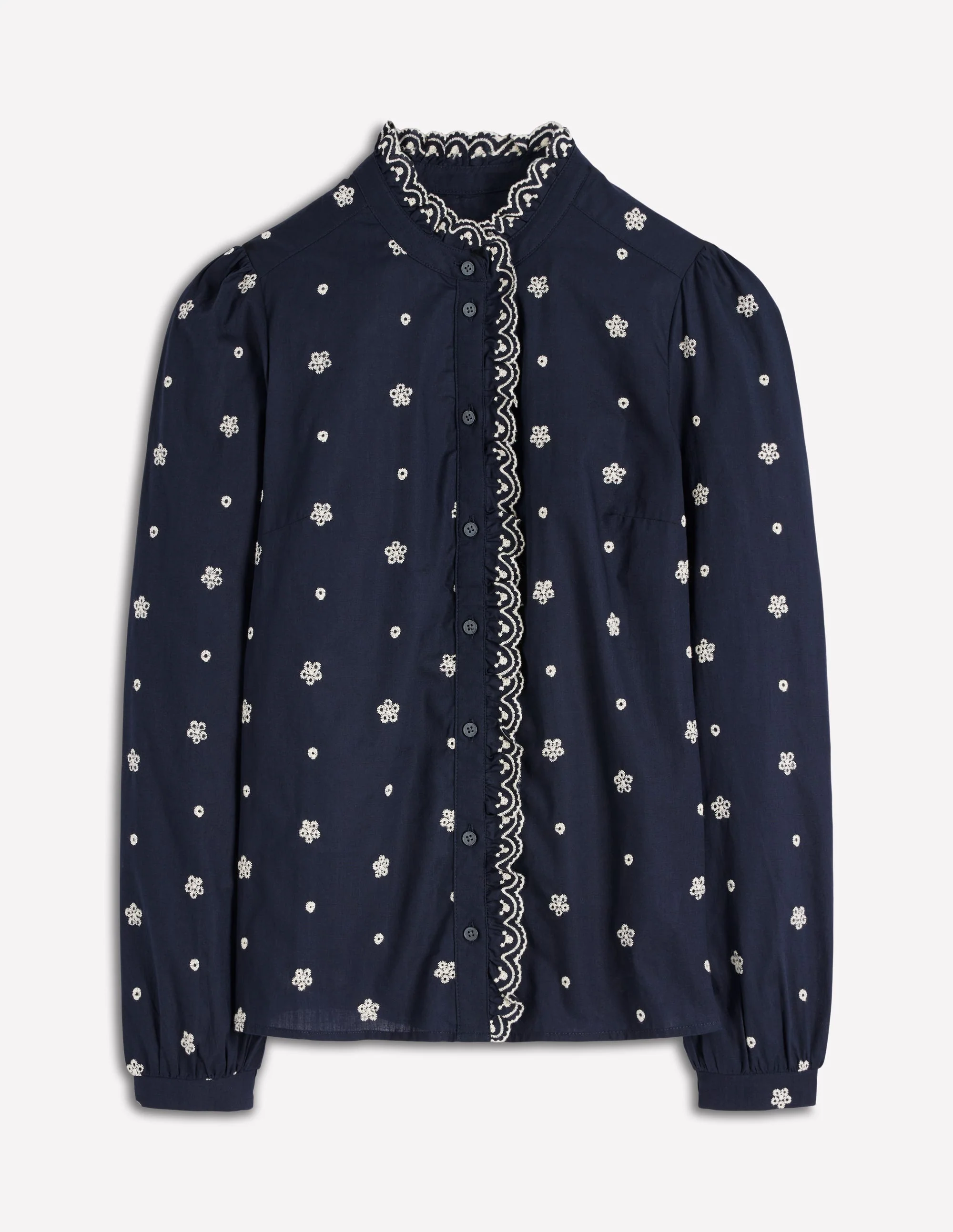 Helena Cotton Top-Navy, White Embroidery - Image 6