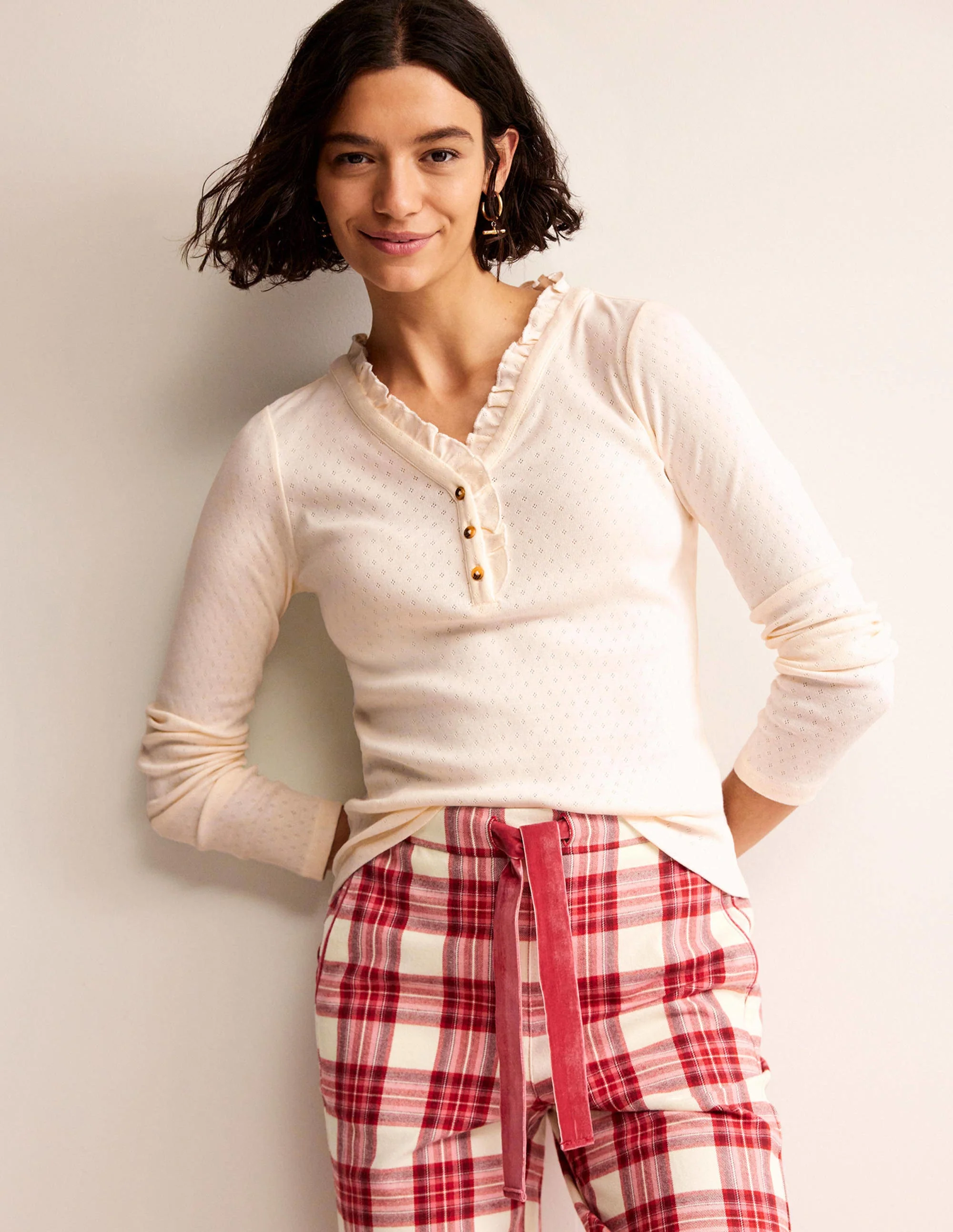 Henley Pajama Top-Ivory