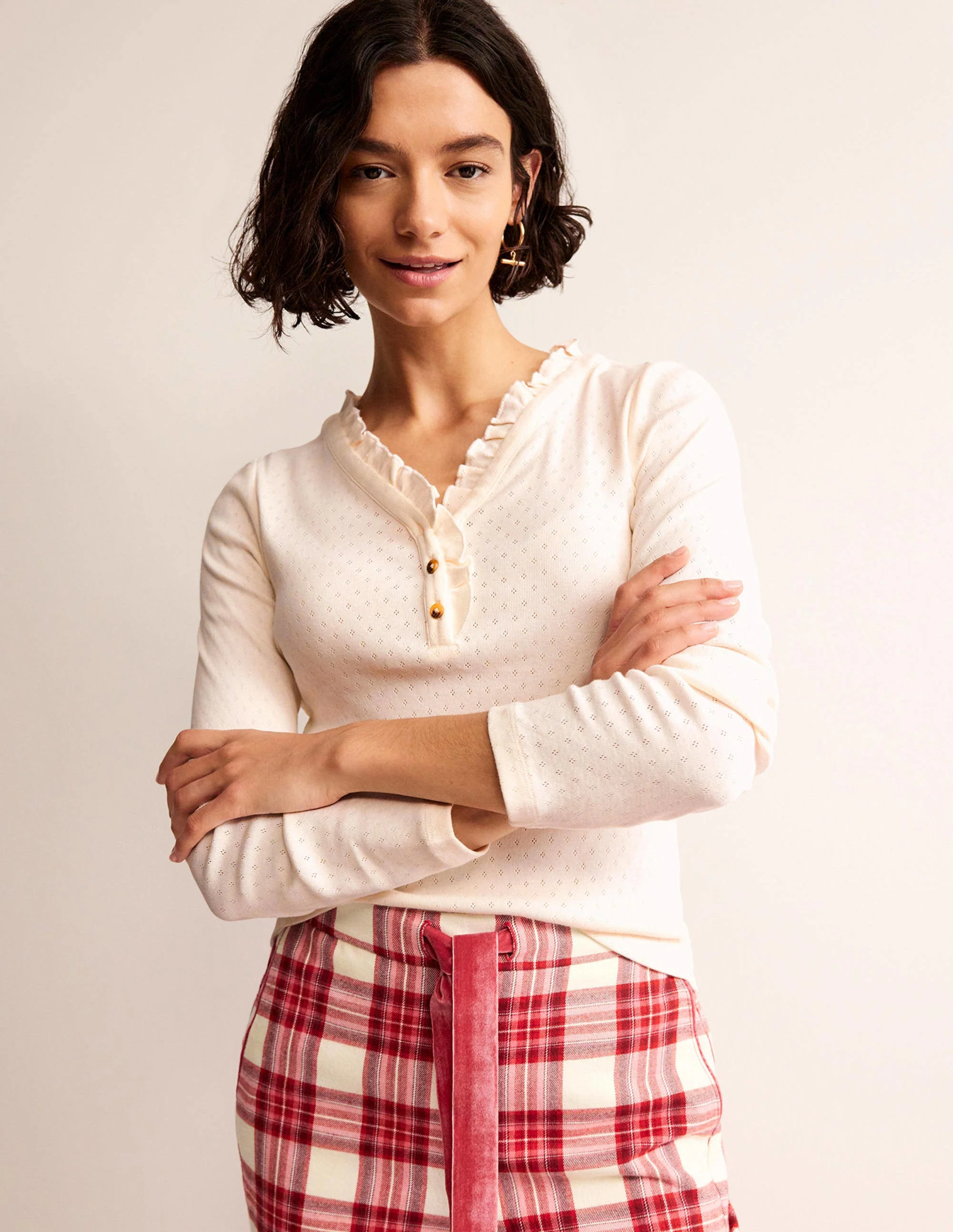 Henley Pajama Top-Ivory - Image 4