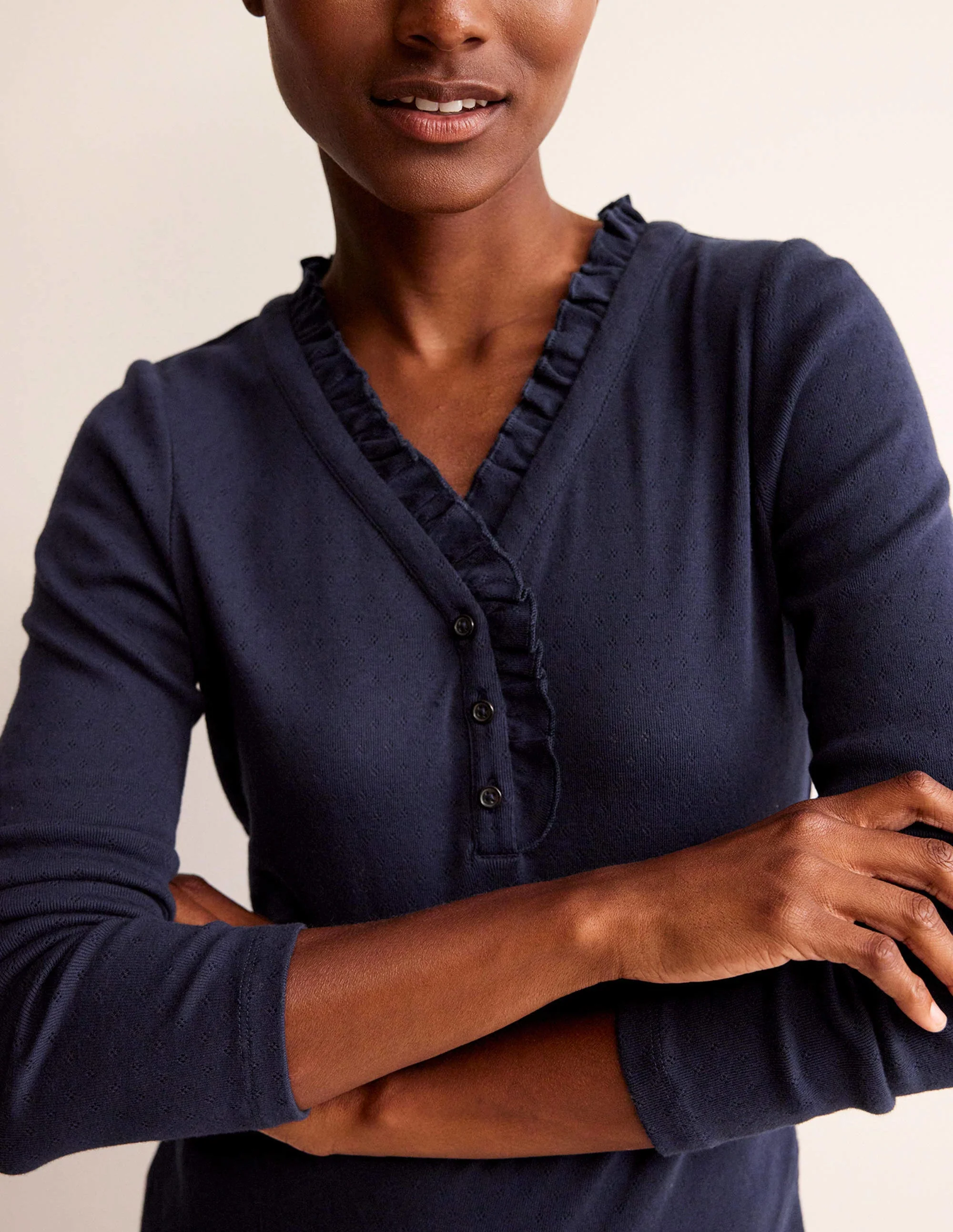Henley Pajama Top-Navy - Image 2