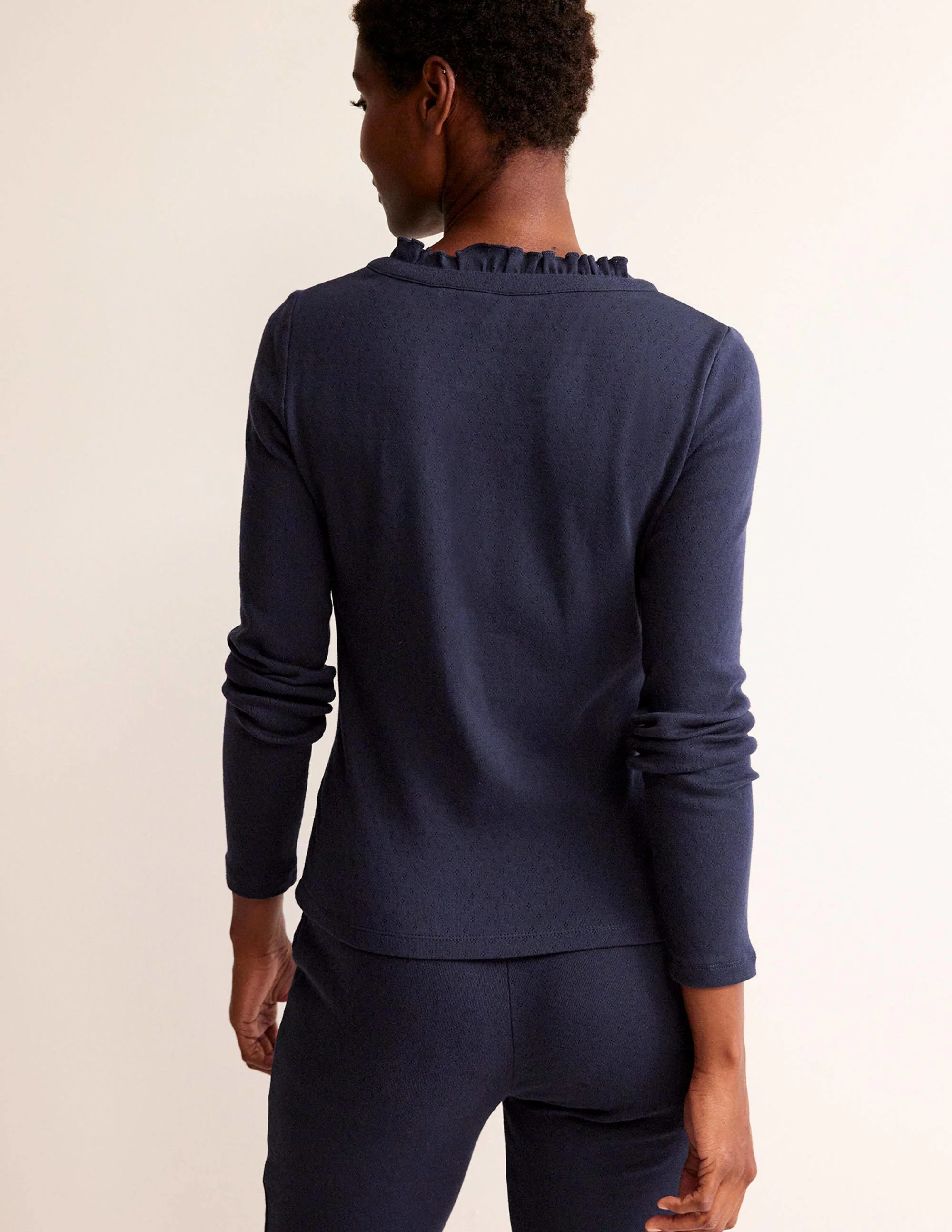 Henley Pajama Top-Navy - Image 3