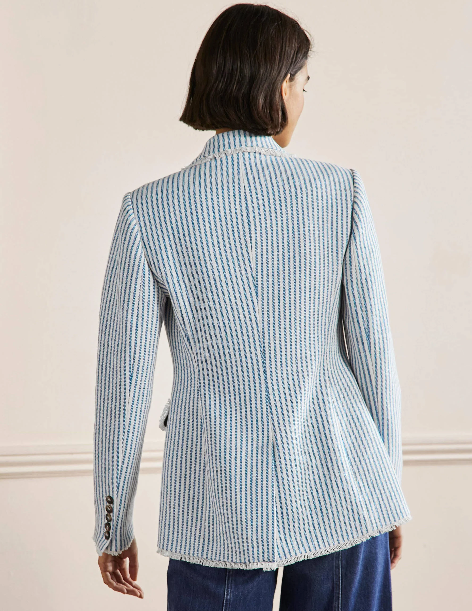 Hever Cotton Twill Blazer-Atlantic Blue/ Ivory Stripe - Image 3