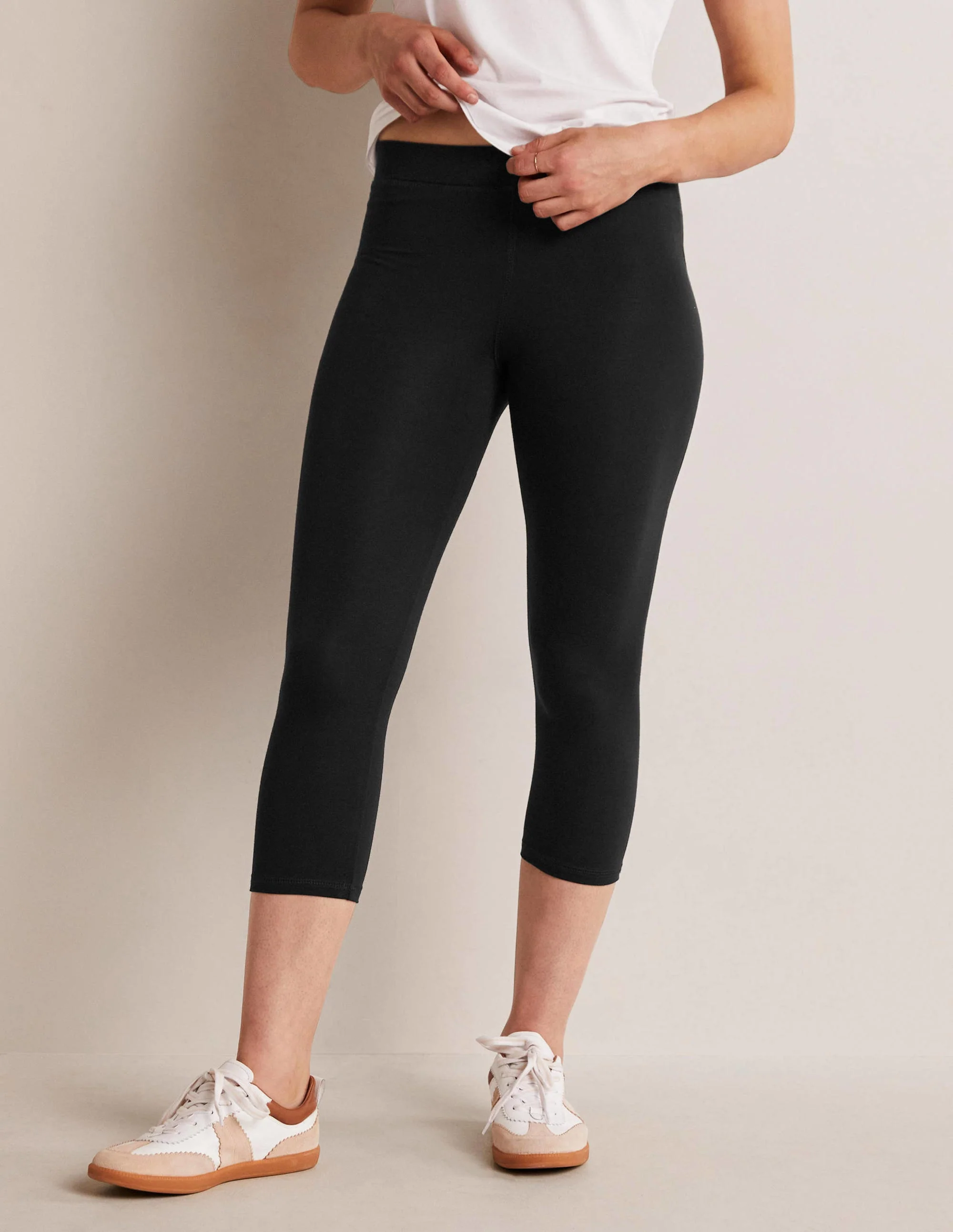High Rise Crop Jersey Leggings-Black - Image 8