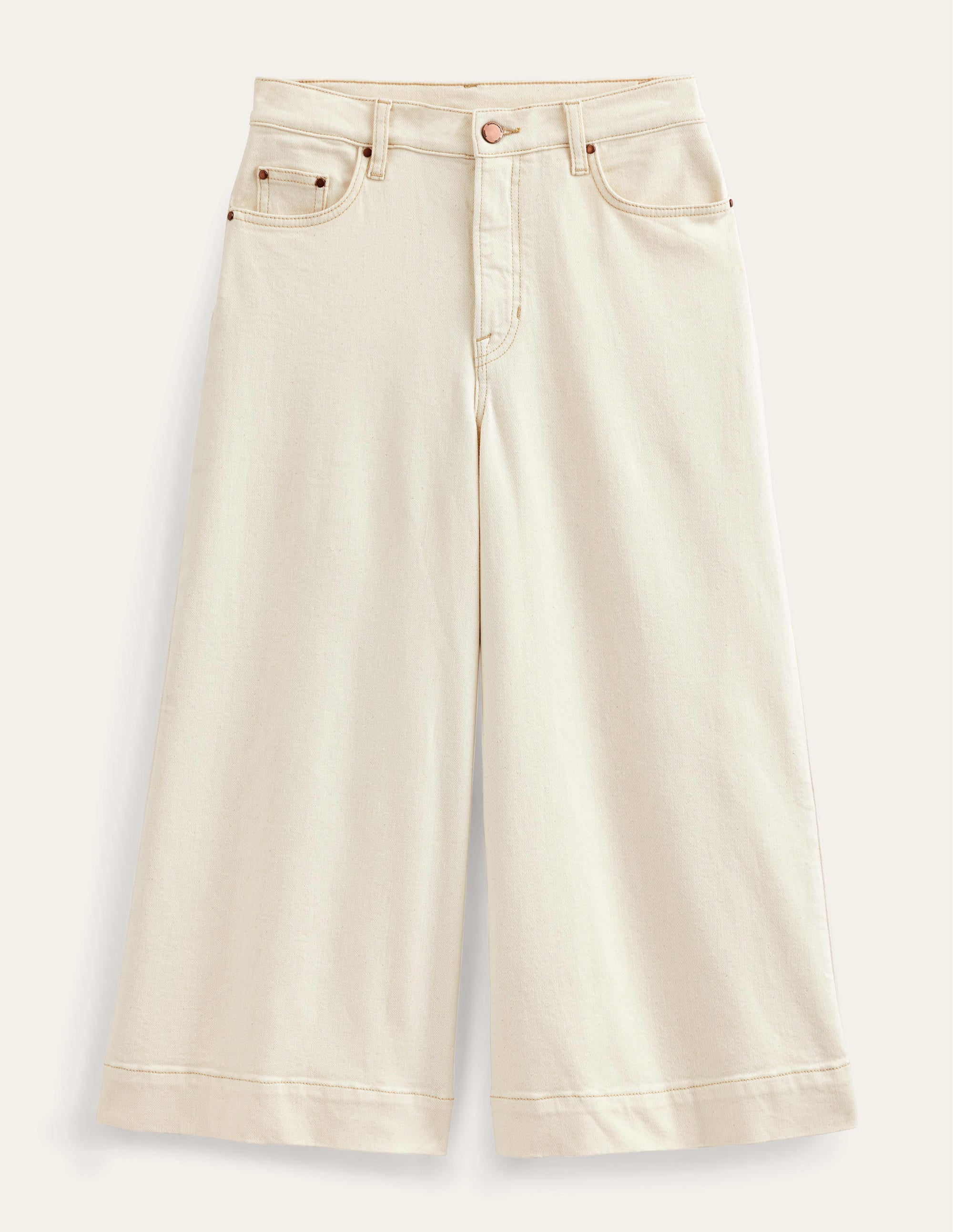 High Rise Culotte Jeans-Ecru - Image 6