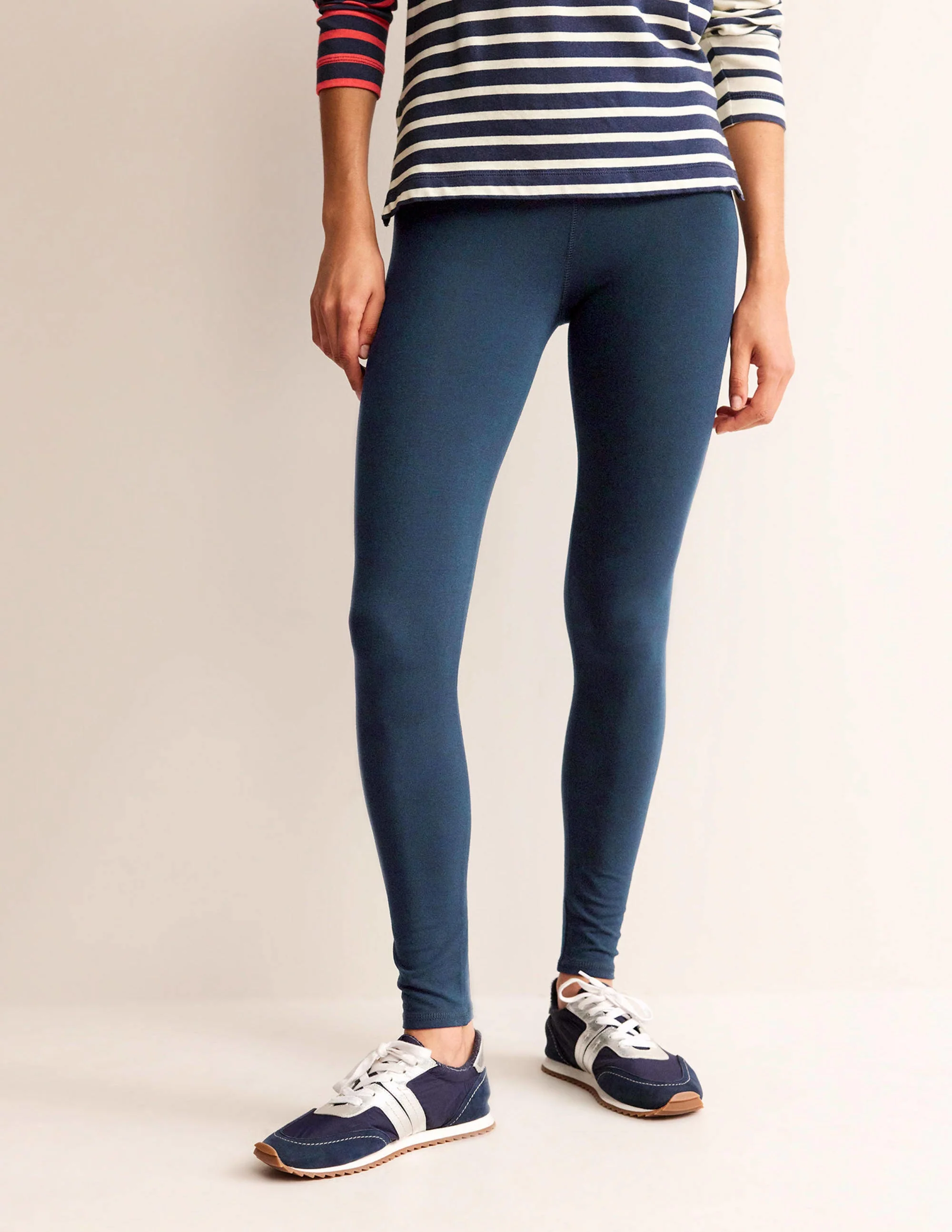 High Rise Jersey Leggings-Navy - Image 4