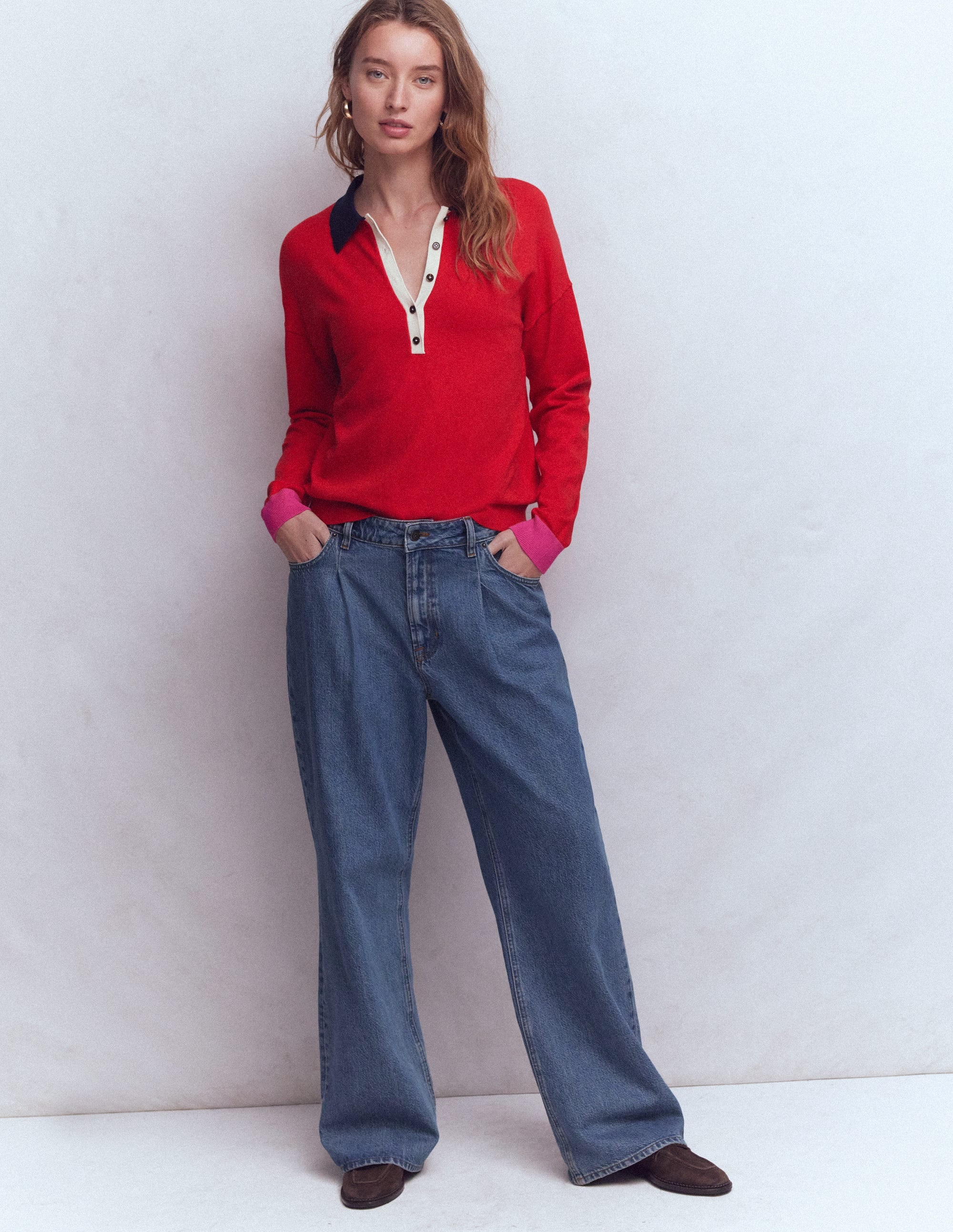 High Rise Pleat Wide Leg Jeans-Mid Vintage