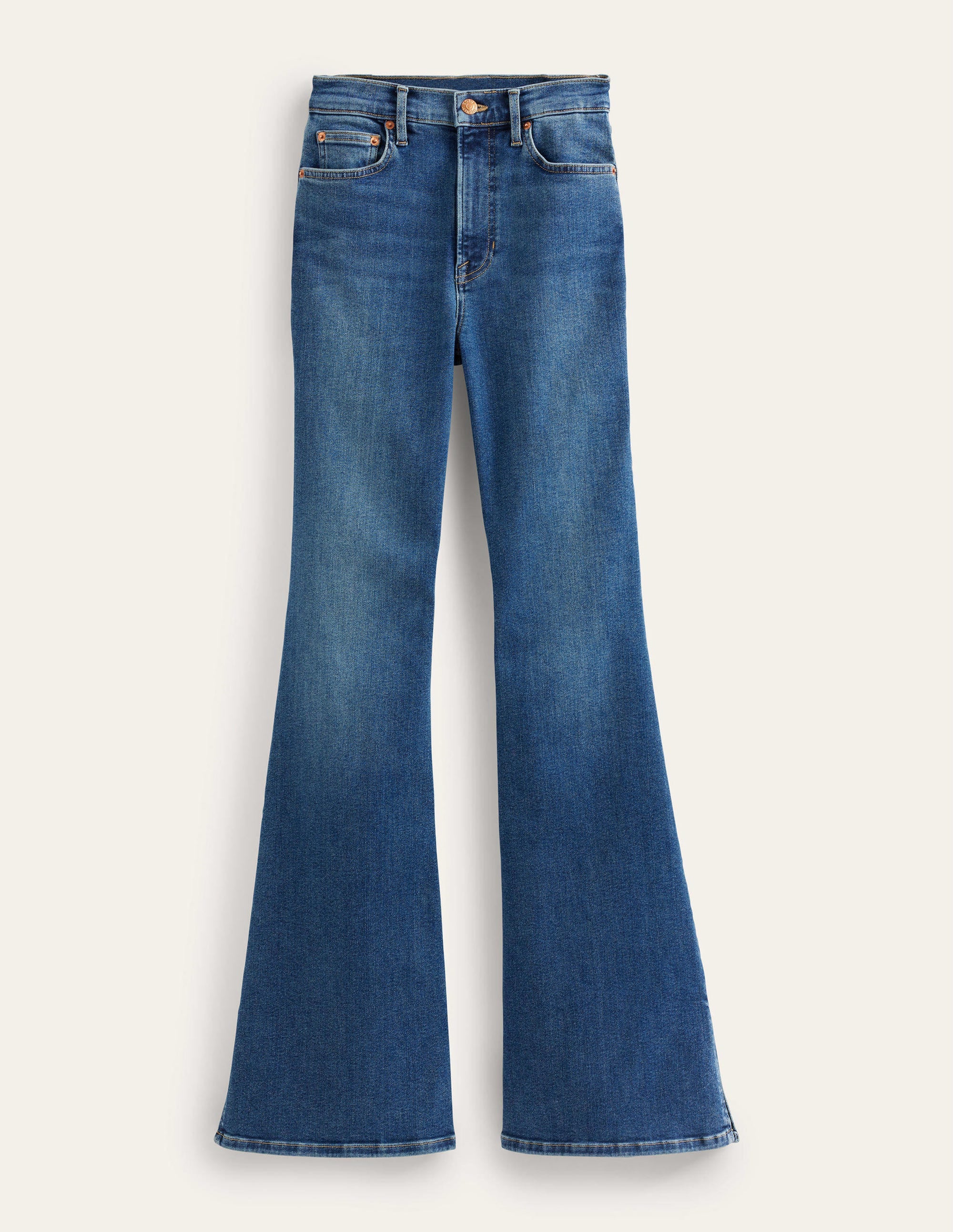 High Rise Split Flare Jeans-Indigo - Image 6