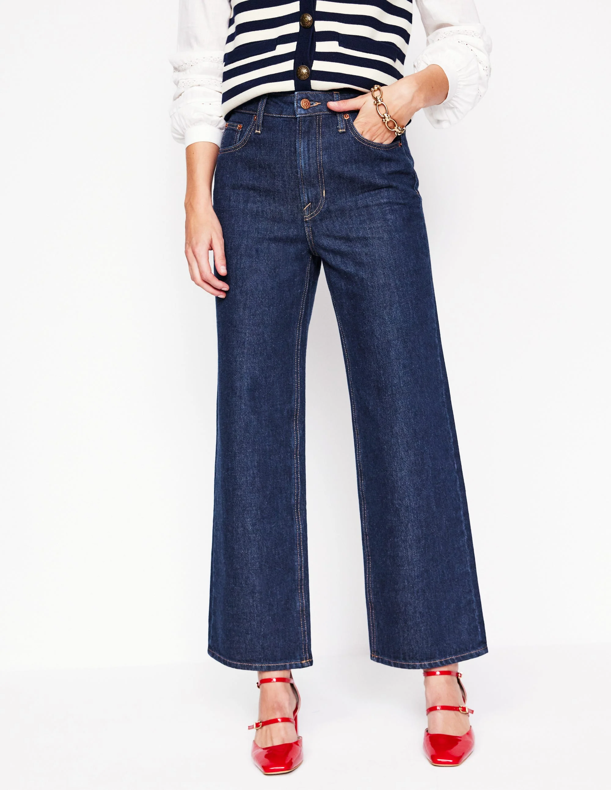 High Rise Straight Crop Jeans-Indigo - Image 5