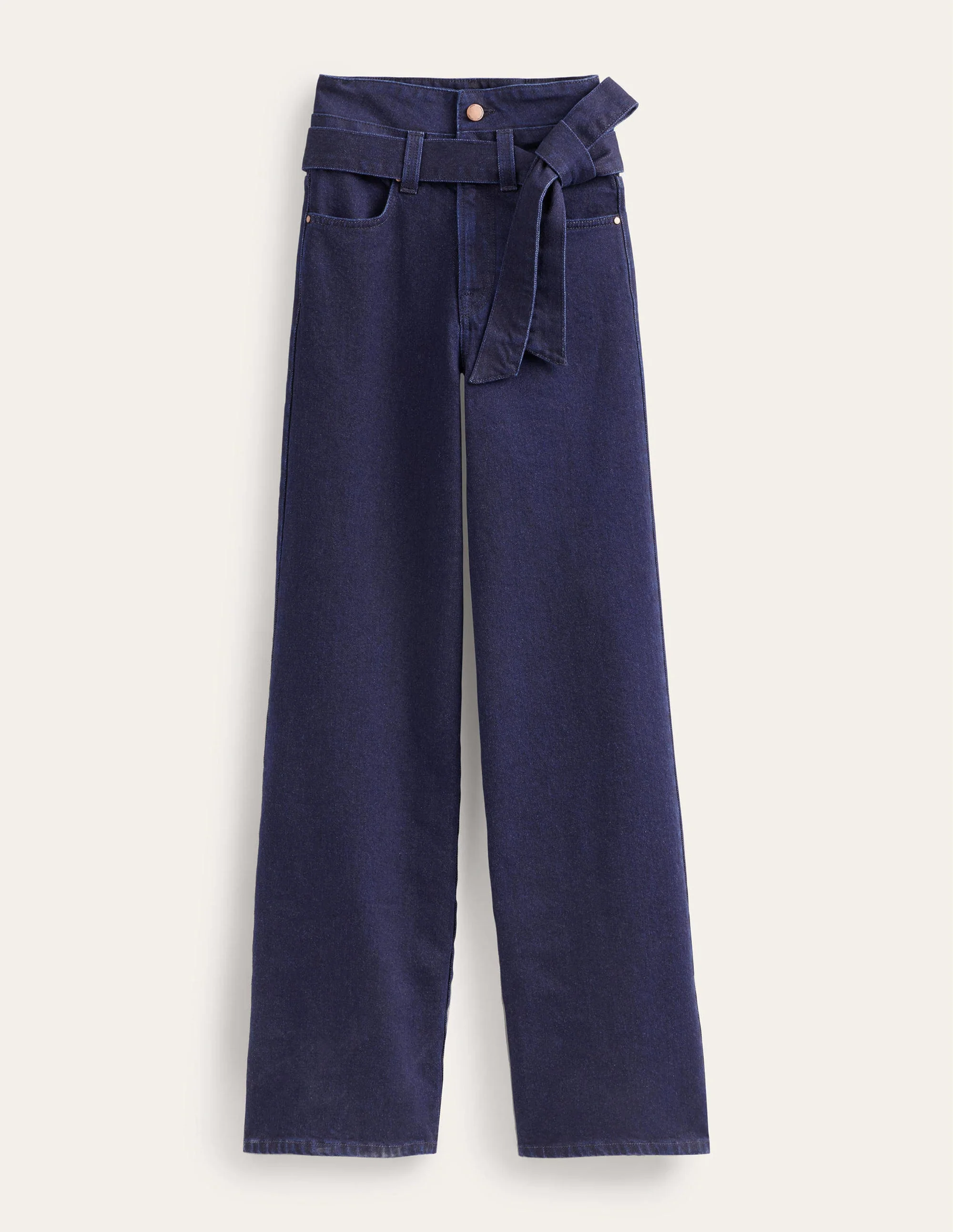 High Rise Tie Waist Jeans-Rinse Wash - Image 6