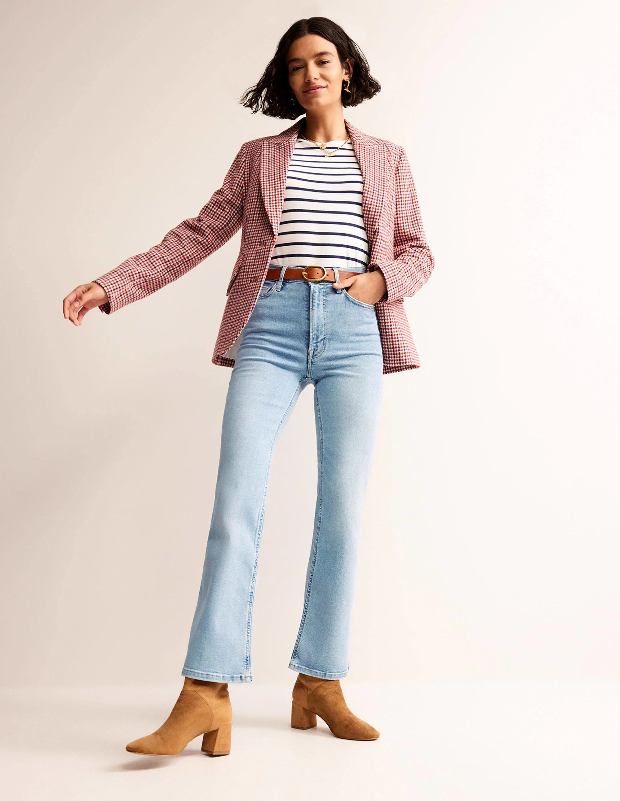 High Rise True Straight Jeans-Light Vintage