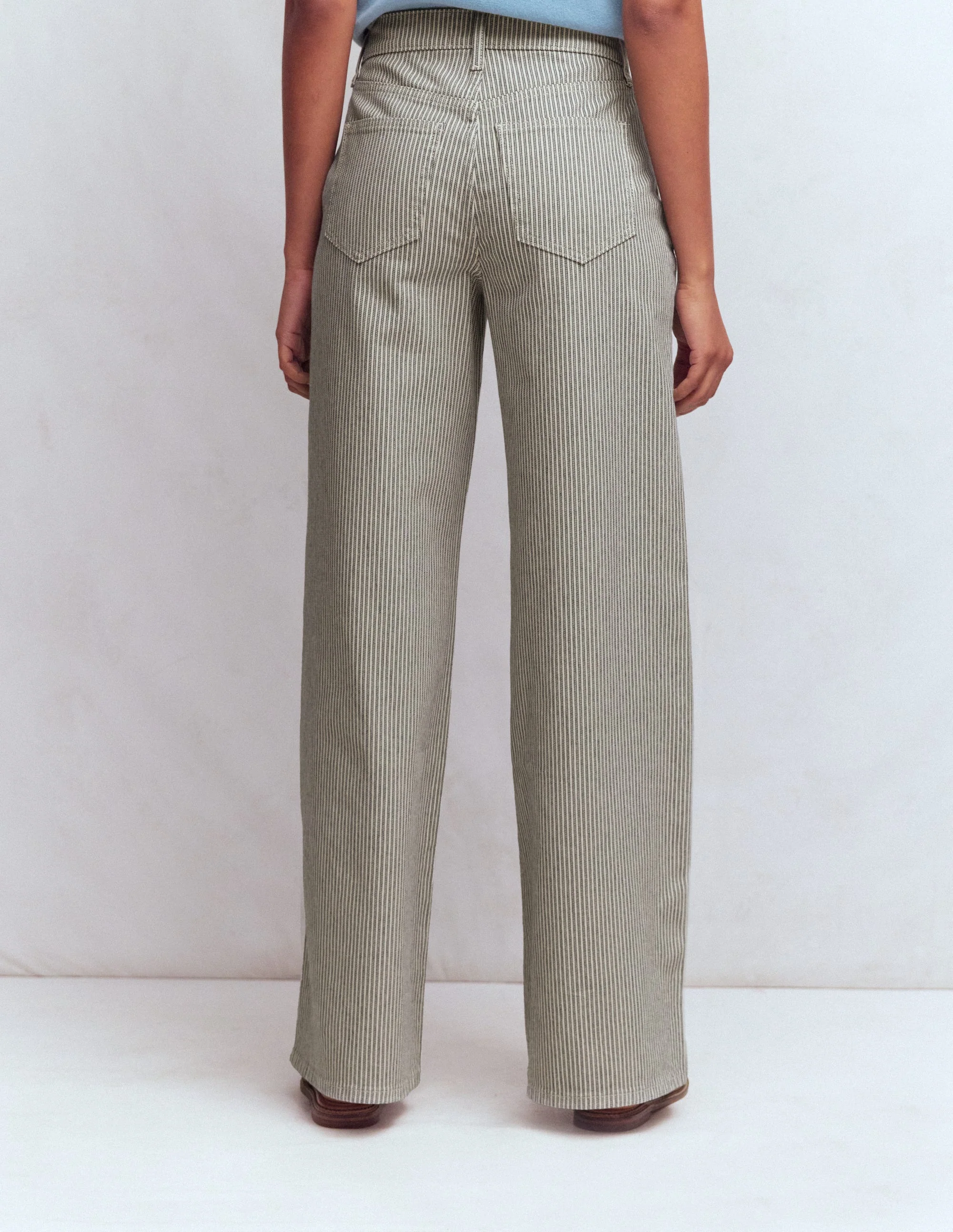 High Rise Wide Leg Jeans-Blue Stripe - Image 3