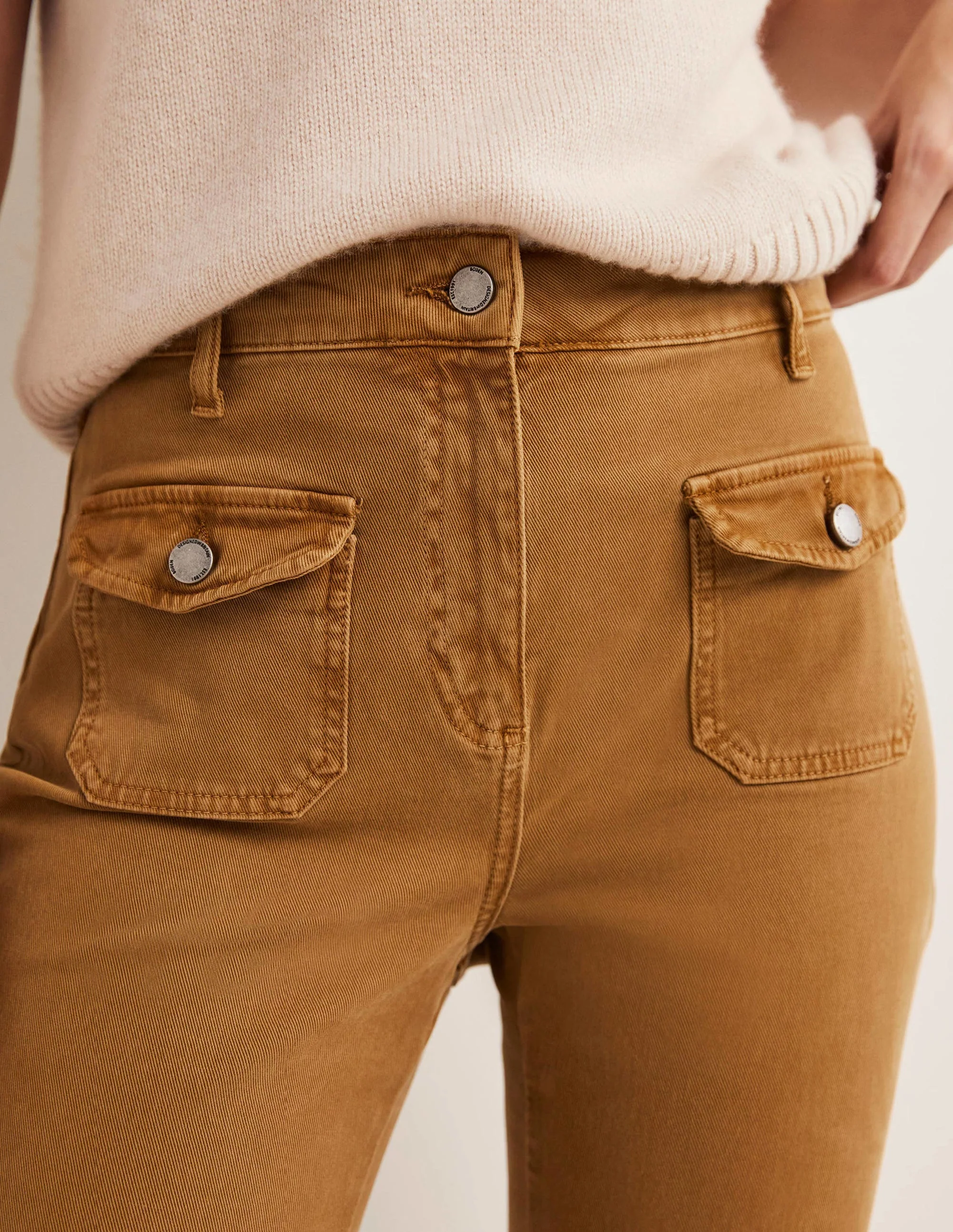 High Waist Flare Pants-Butterscotch Brown - Image 4
