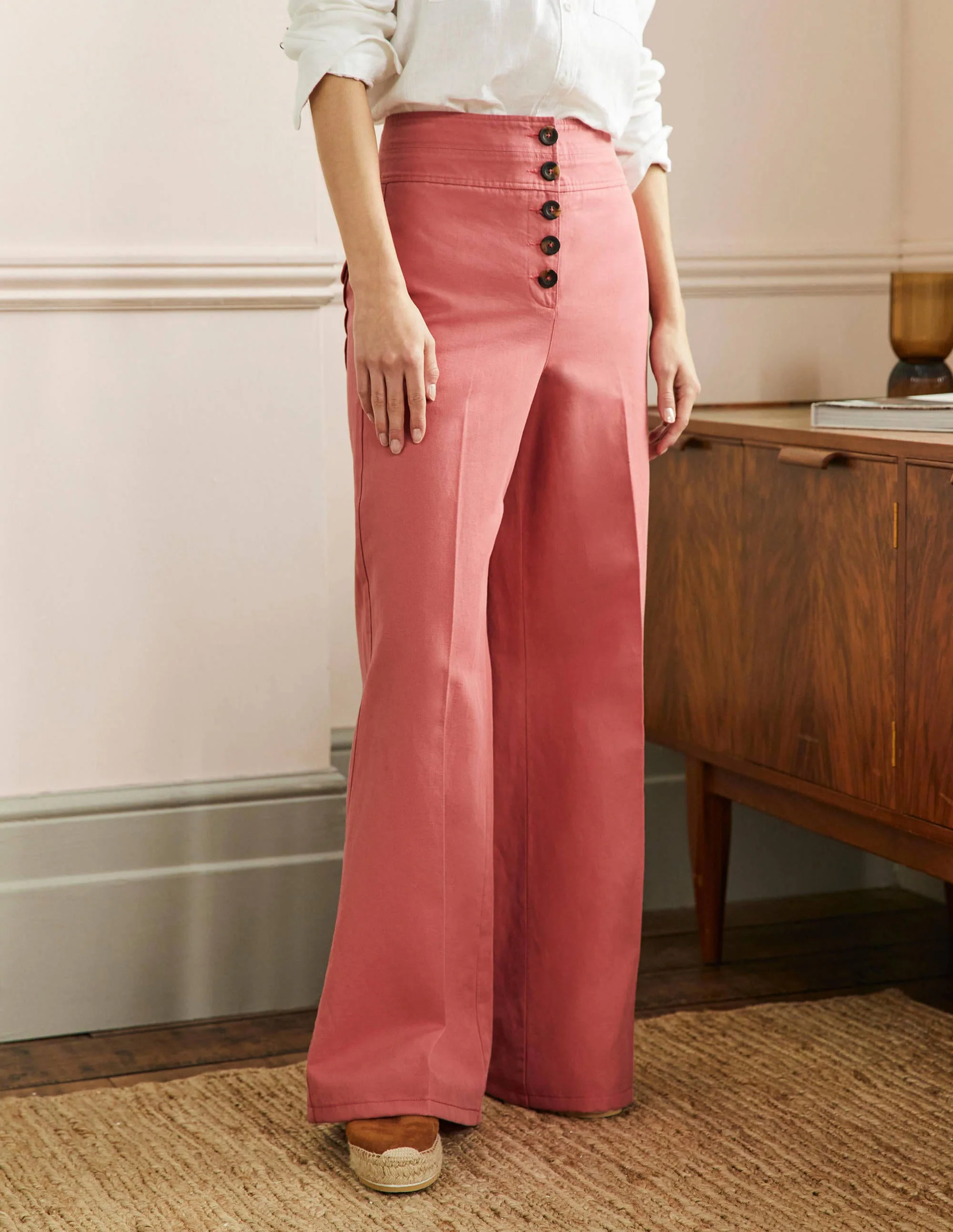 High Waist Flare Pants-Dusty Red - Image 4