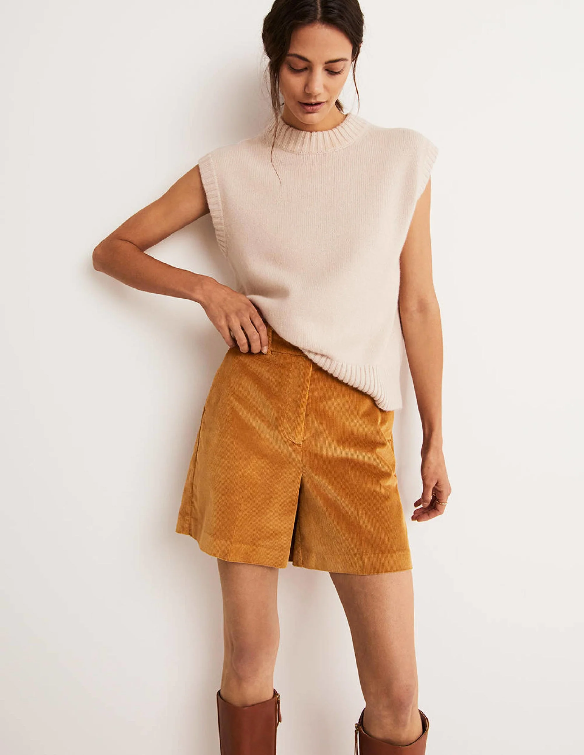 High Waist Shorts-Butterscotch Brown - Image 5