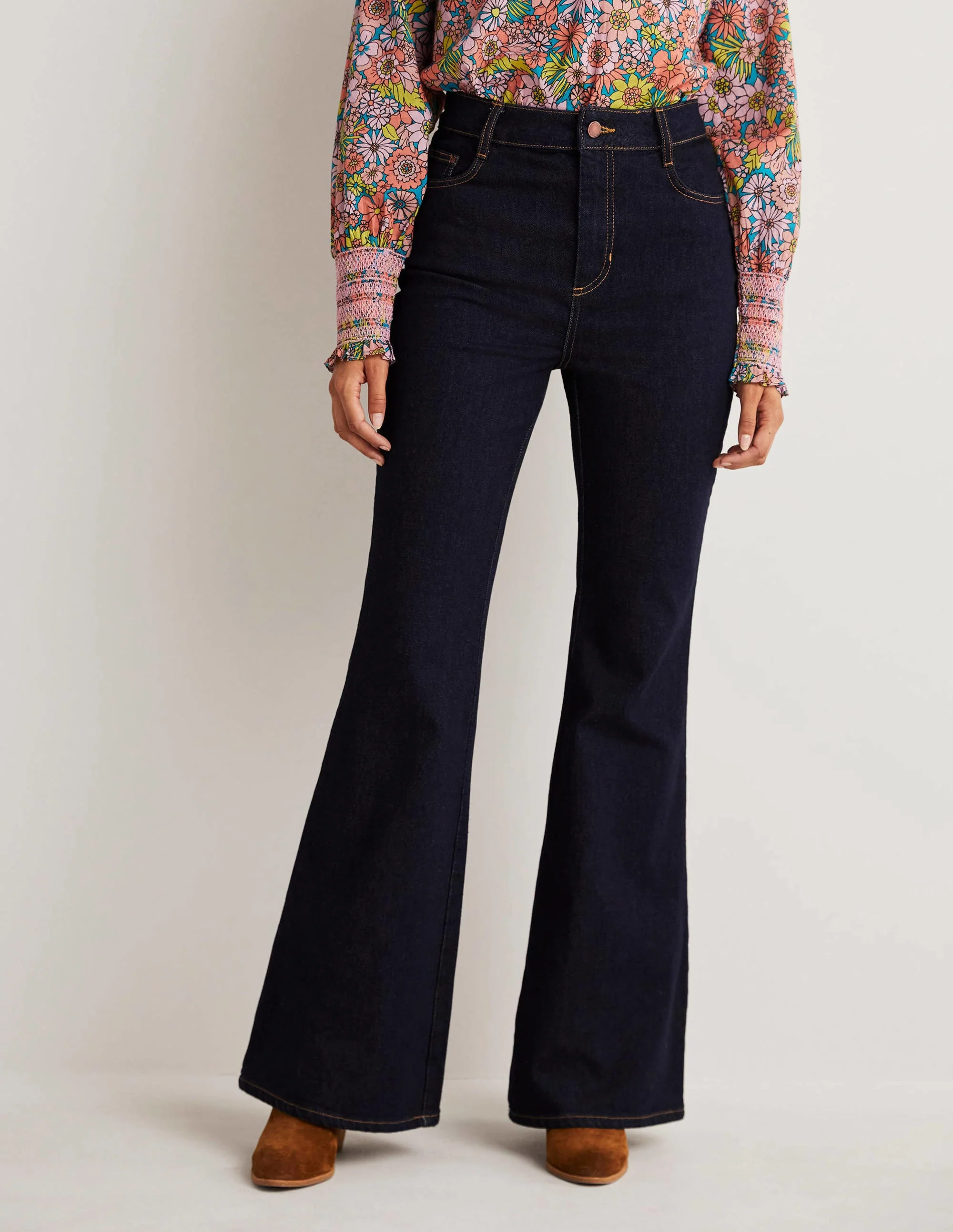 High Waist Smart Flare Jeans-Indigo - Image 8